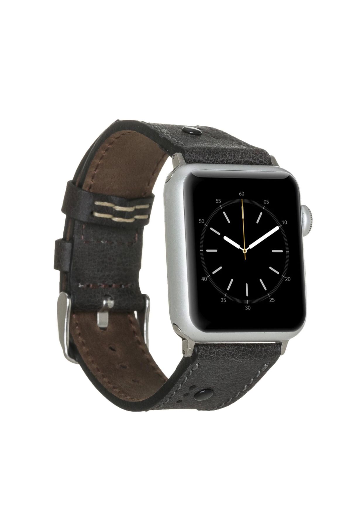 Angoravi Apple Watch Uyumlu Deri Kordon 42-44-45mm BT Siyah