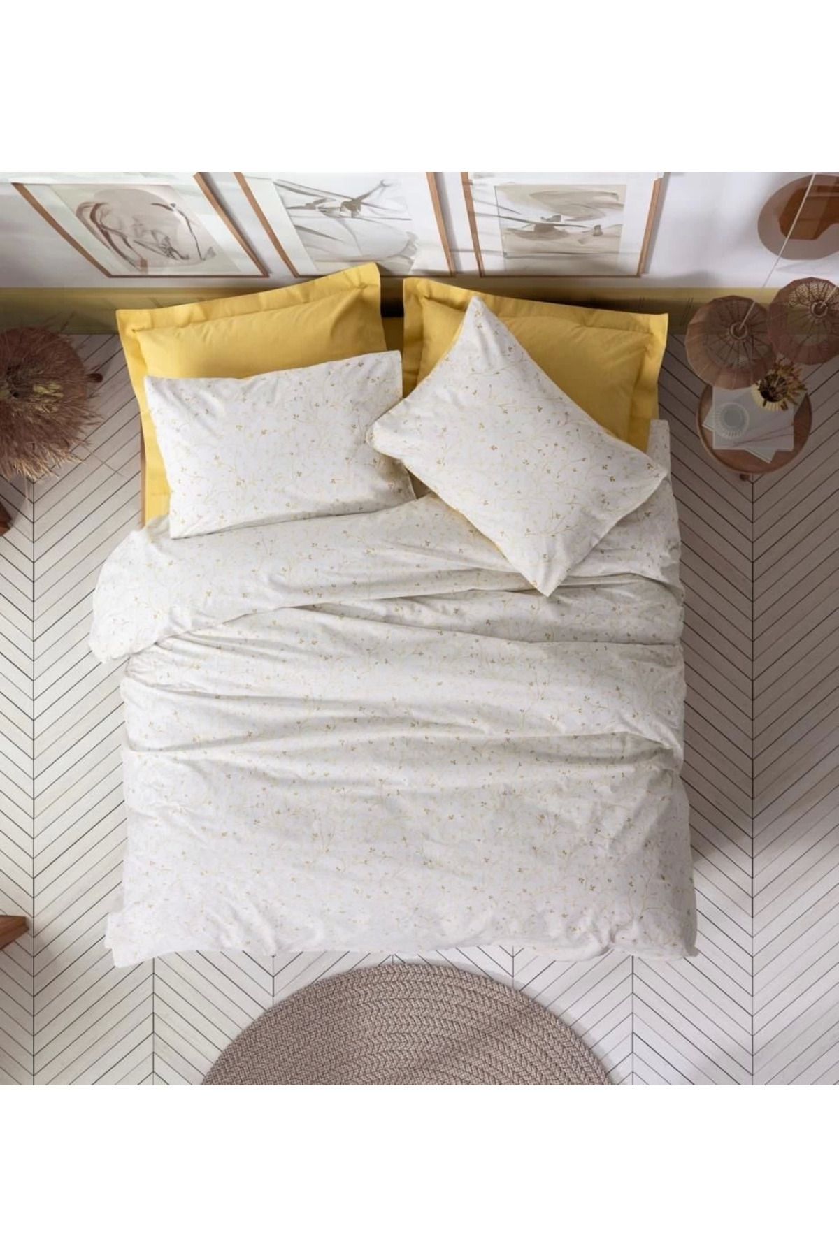 Angoravi Cotton Box Petite Çift Kişilik Nevresim Takımı Tıny Hardal
