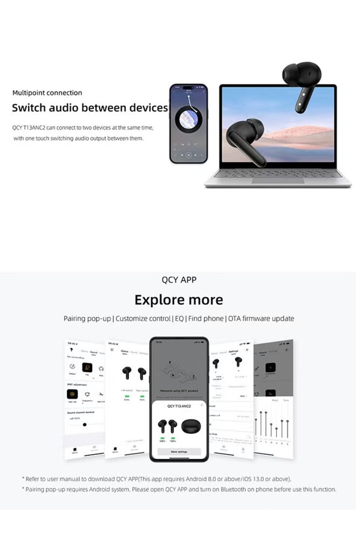 QCY-T13 Anc2 True Wireless Earbuds with Noise Cancellation, 3 Hours Battery Life, Bluetooth 5.3 3