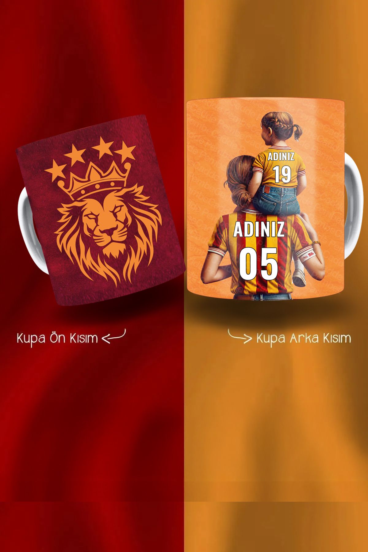 BİBANAPROMOSYON Baba-Kız ve Anne-Kız Bağını Ölümsüzleştiren Kişisel Kahve Kupası