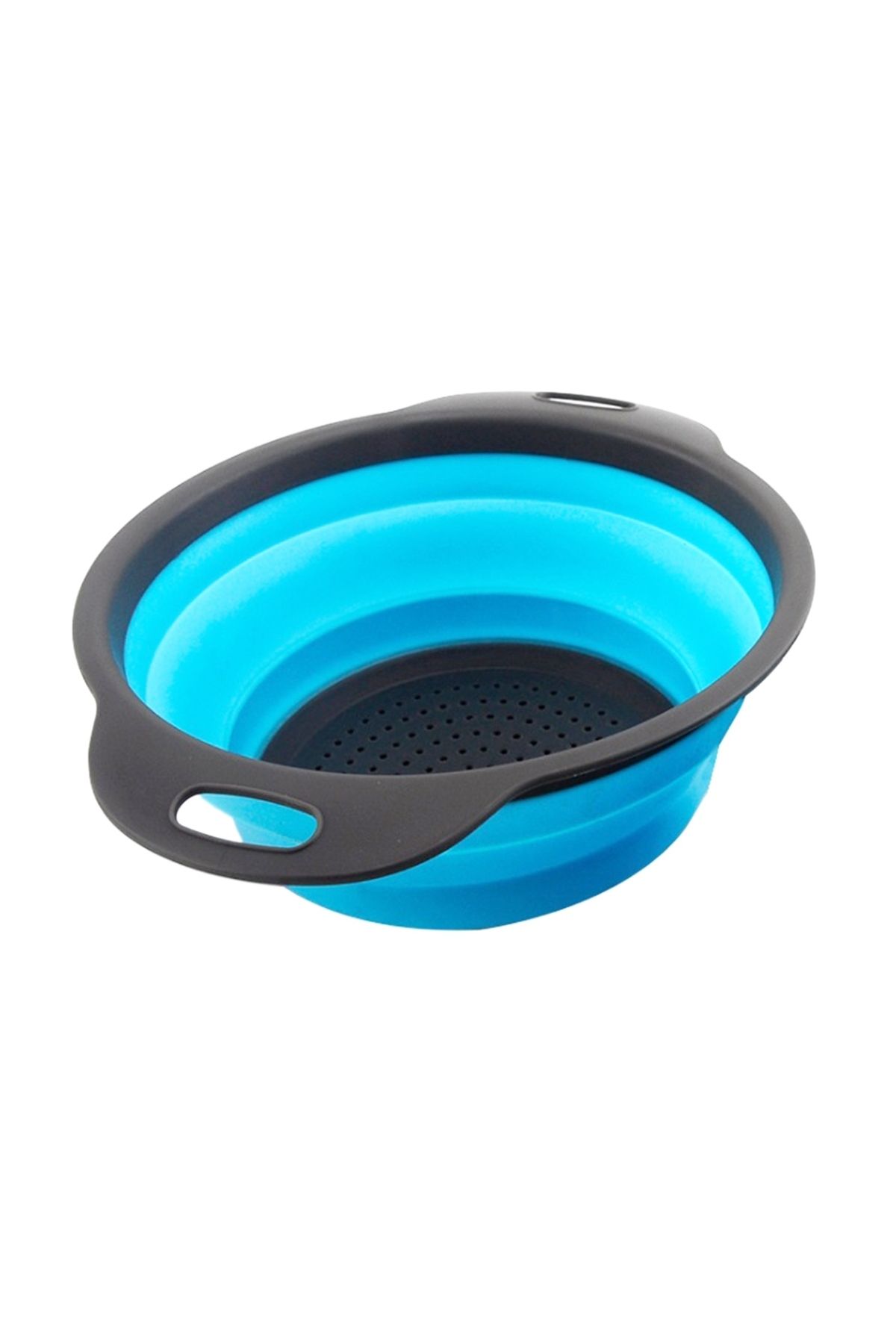 zola-Collapsible silicone colander set, 2 pieces, 19-24 x 3-3.5 cm, gray with blue 10