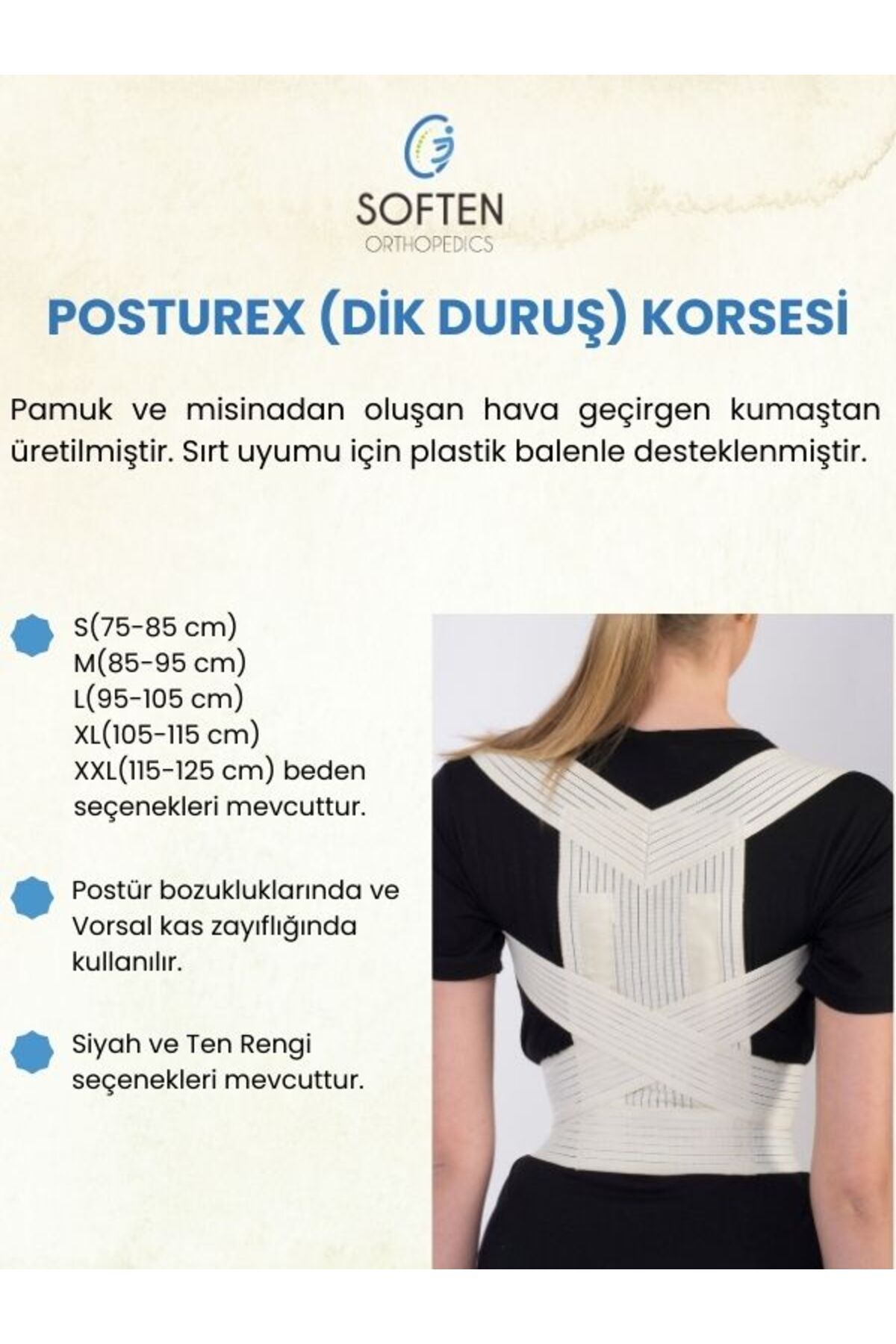 SOFTEN ORTHOPEDICS POSTUREX KORSE (DİK DURUŞ KORSESİ) - BEDENSİZ