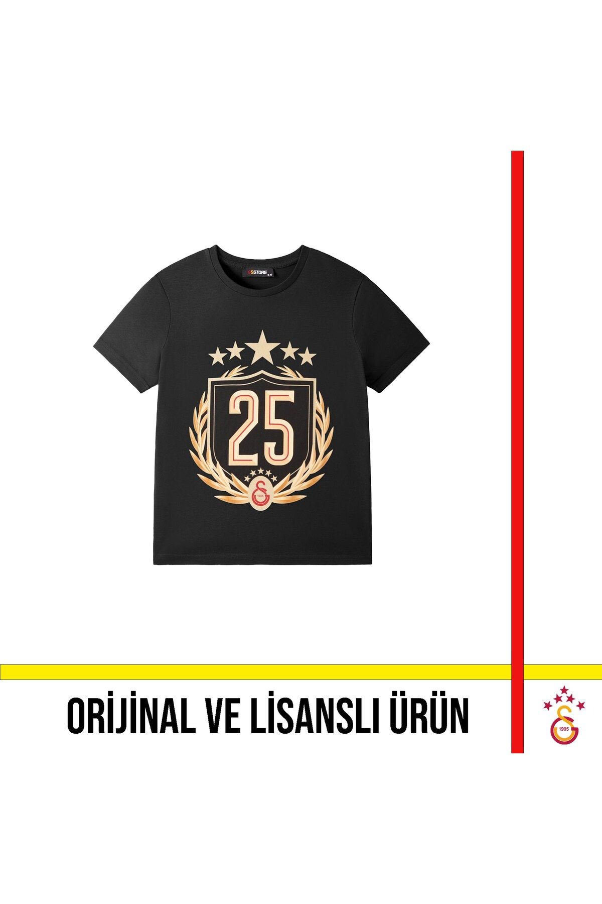 Galatasaray Lisanslı 2025 Şampiyonluk Özel Siyah Çocuk T-Shirt