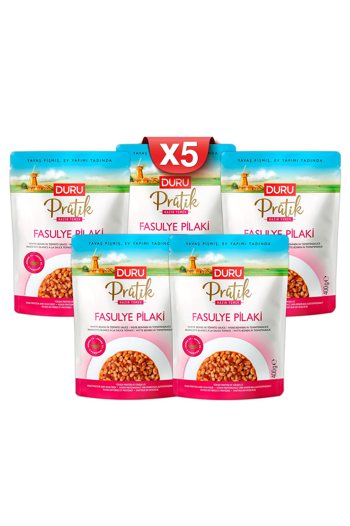 Duru Bulgur 5'li Duru Fasulye Pilaki ( 5 x 400gr )