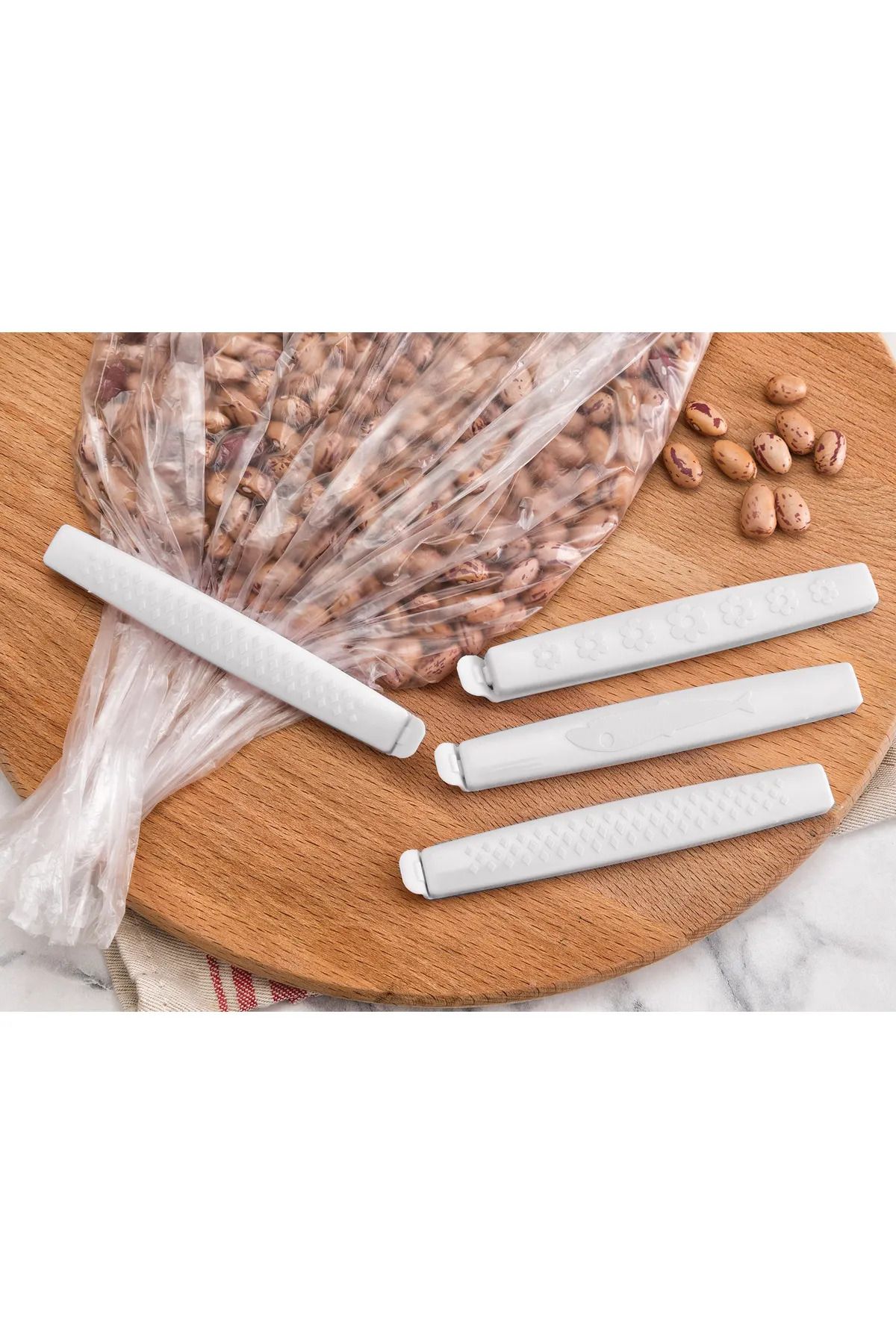 M.C Coco Poşet Klipsi Plastik 4lü Paket - Gri ve Beyaz Renkleri Mevcut