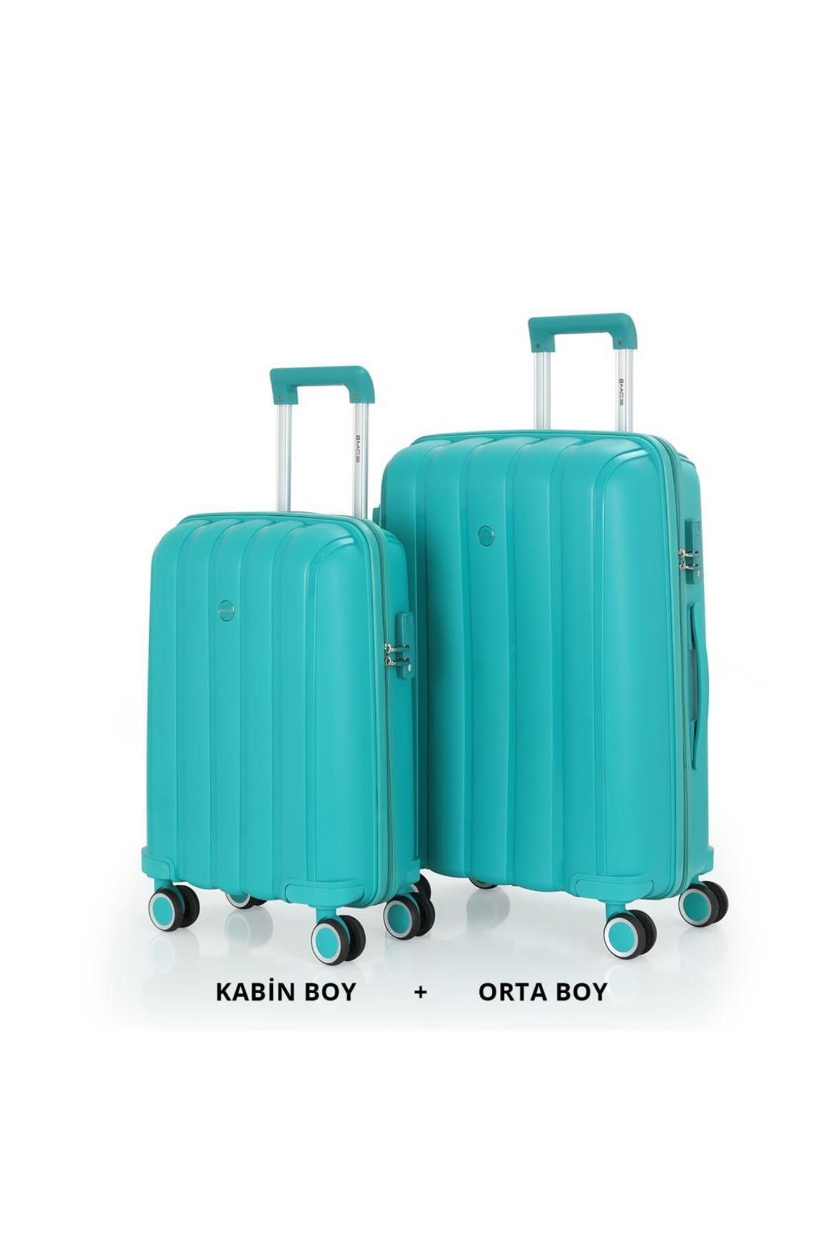 MÇS Bavul Orta ve Kabin 2li Set Kırılmaz Silikon Valiz V305 CamGöbeği