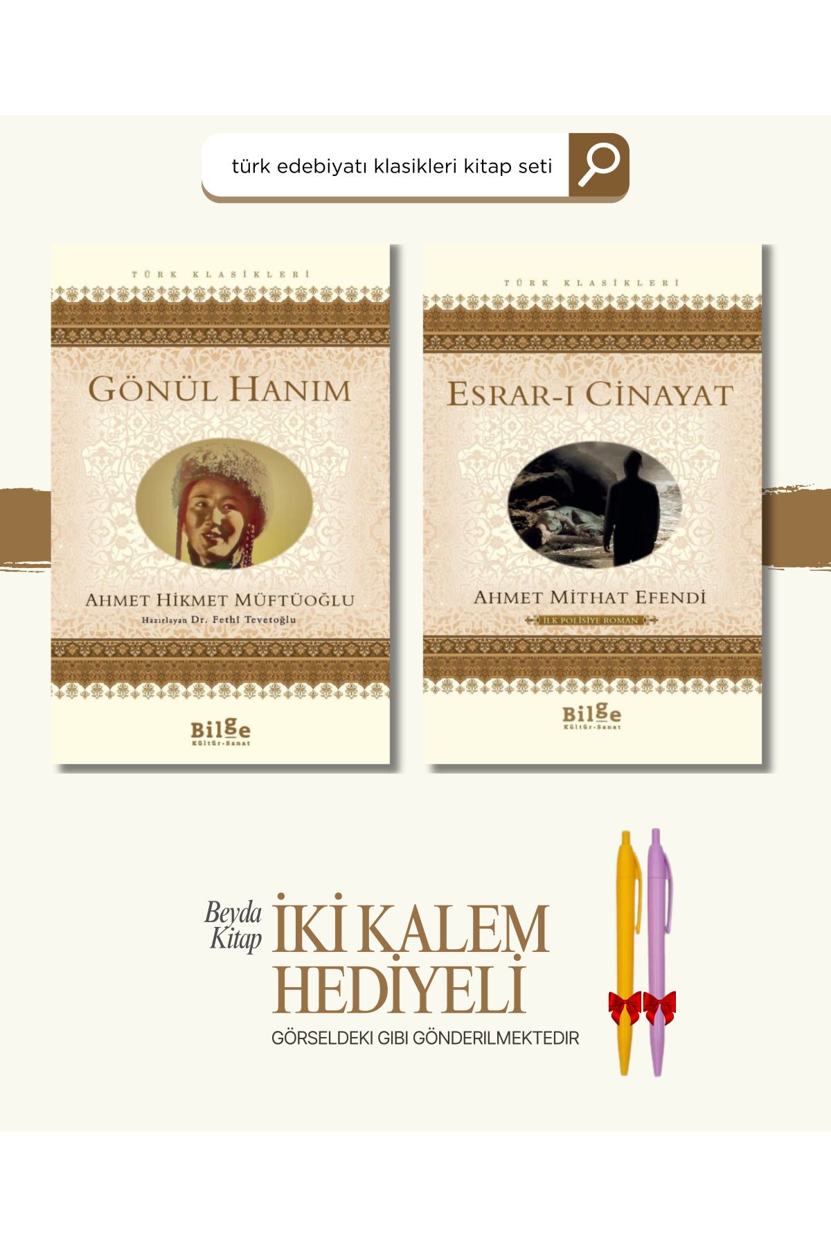 Bilge Kültür Sanat Gönül Hanım - Esrar-ı Cinayat - Türk Klasikleri - Kitap Seti - Kalem Hediyeli - BLGKLS24