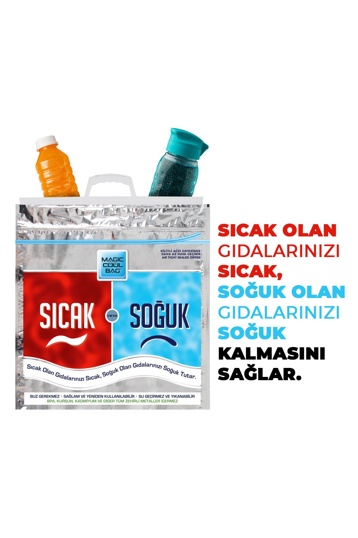 MAGIC COOL BAG 3 Adet Taşınabilir Sıcak-Soğuk Termos Çantası-Termal Torbası