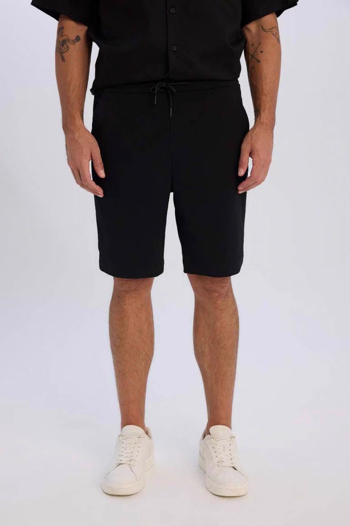DeFacto Regular Fit Bermuda Siyah Erkek Şort D9451ax/bk27