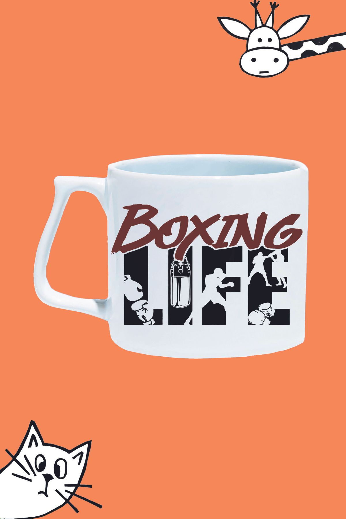 Olympus plus BOKS HAYATI BOXING LIFE SPOR TASARIM BASKILI BEYAZ LÜKS KUPA BARDAK