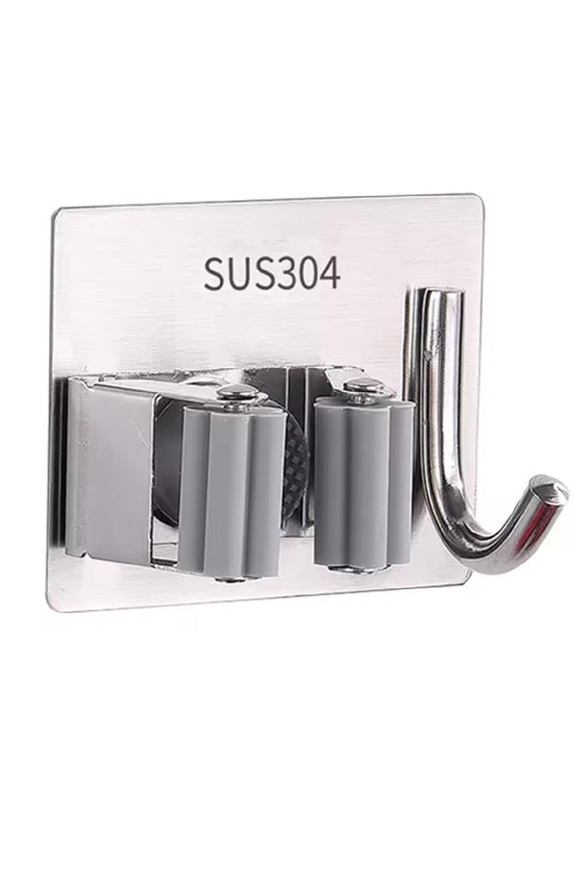 SUNUP SN-26354 Fırça Süpürge Paspas Mop Sapı Tutucu Askı Çok Amaçlı Duvara Monte Askılık Kancalı Tut