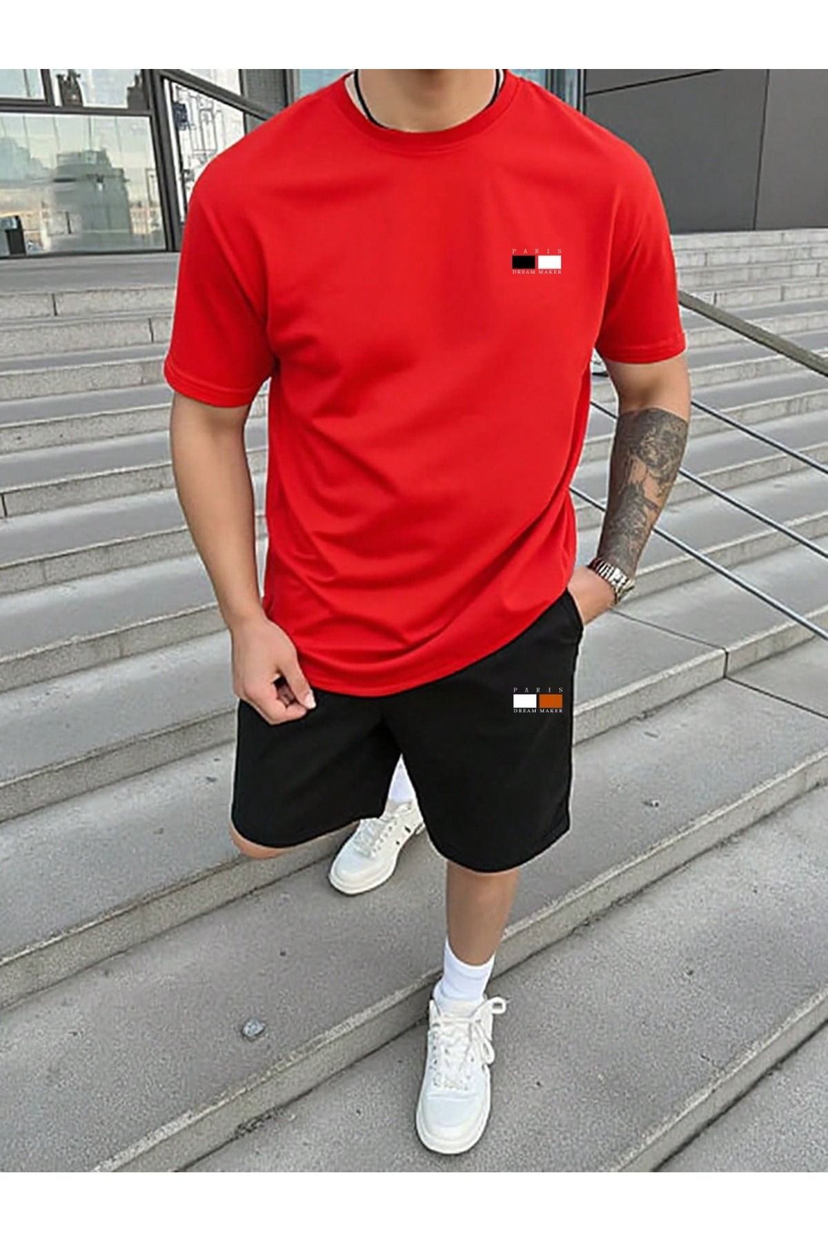 PAVRO Unisex tshrt oversize geniş kalıp rahat kesim kaliteli kumaş pavro şortlu takım