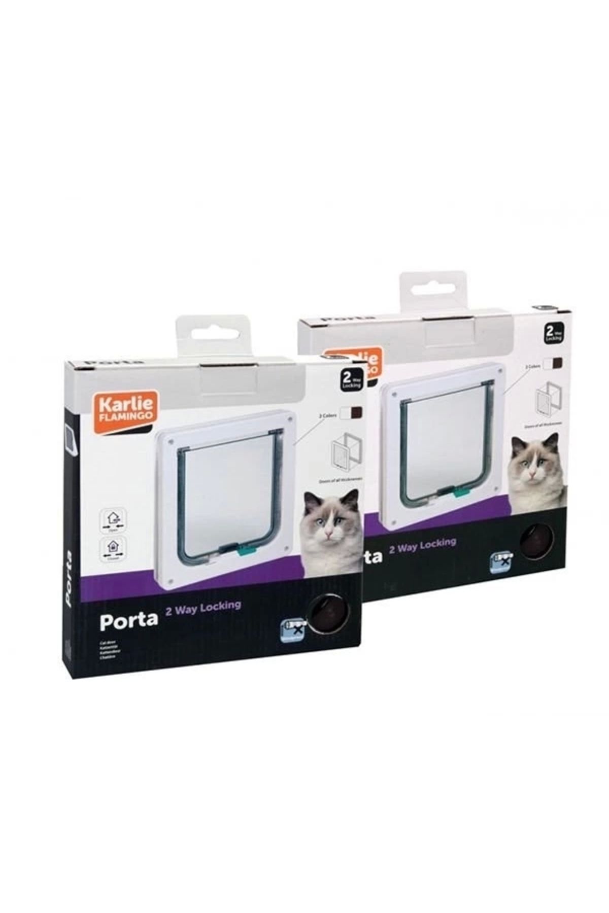 STOREMAX Karlie 2 Yönlü Kilitli İnce Kedi Kapısı Kahverengi 19.2x20 Cm