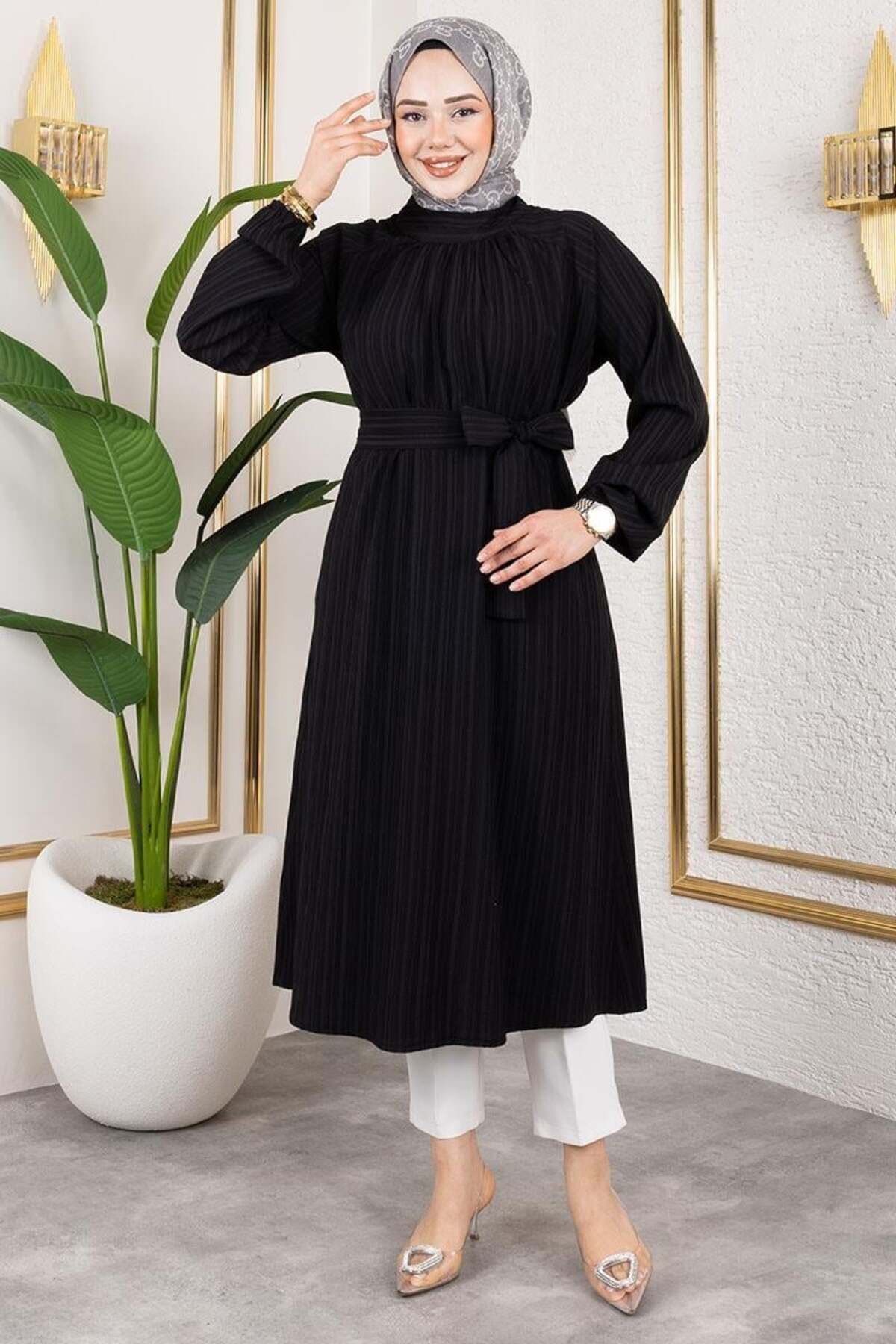 ORCHID Kuşaklı Uzun Tesettür Tunik