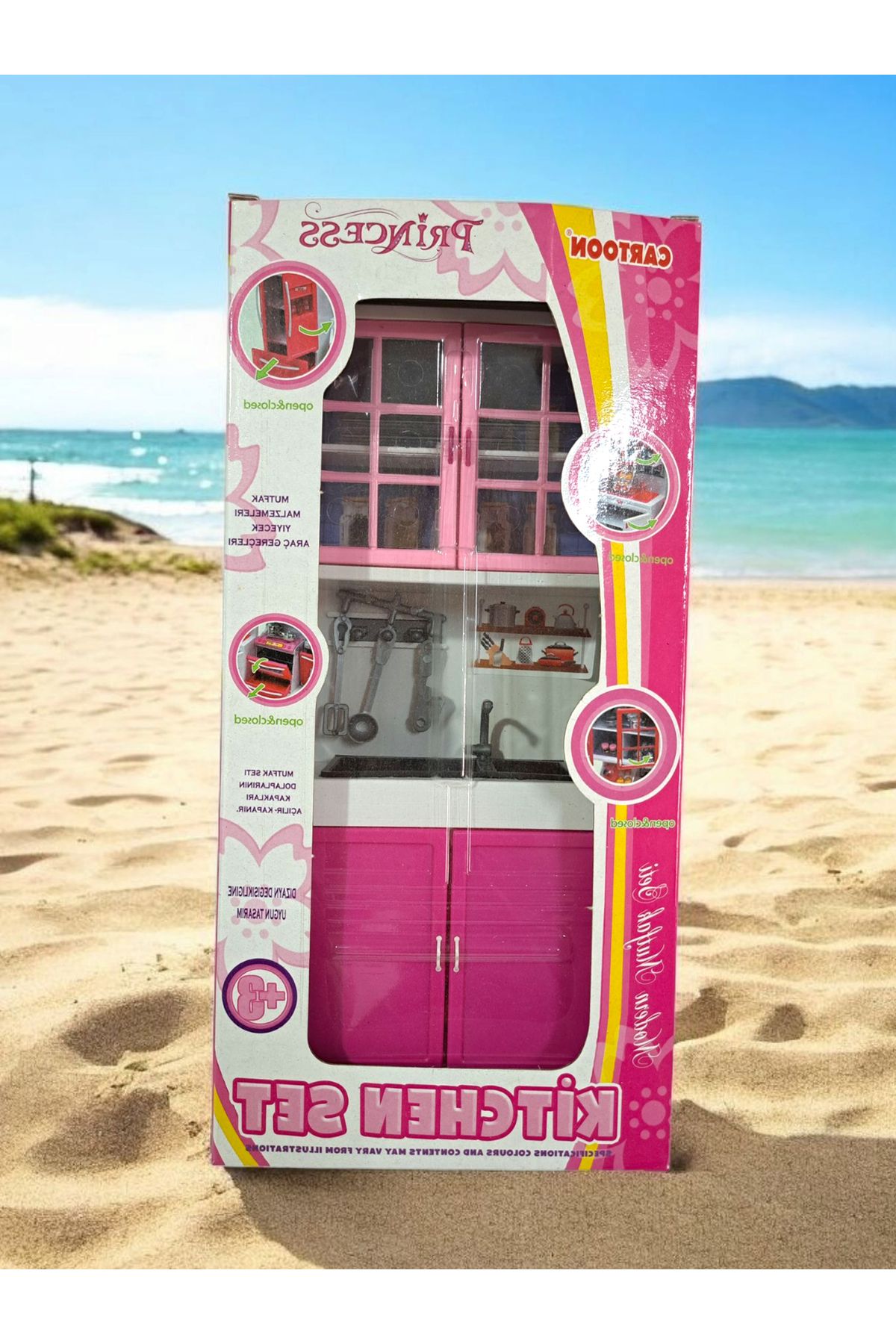 ALYTOYS Oyuncak Mutfak Seti 35x15cm Fırın Seti Kapakları Açılır Kapanır Lavoba Mutfak Dolabı