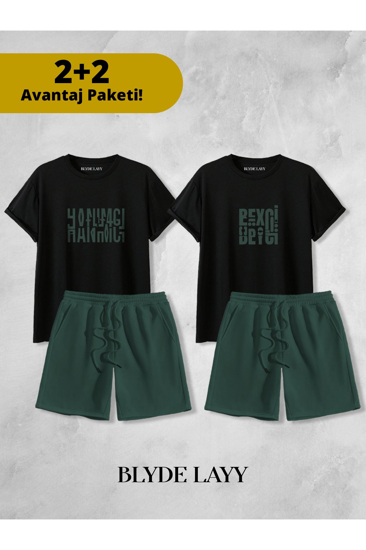 BLYDE LAYY Hanımcı - Beyci Baskılı Unisex 2'li Sevgili Çift Kombini (2 Şort - 2 T-shirt Takımı Avantaj Paketi)