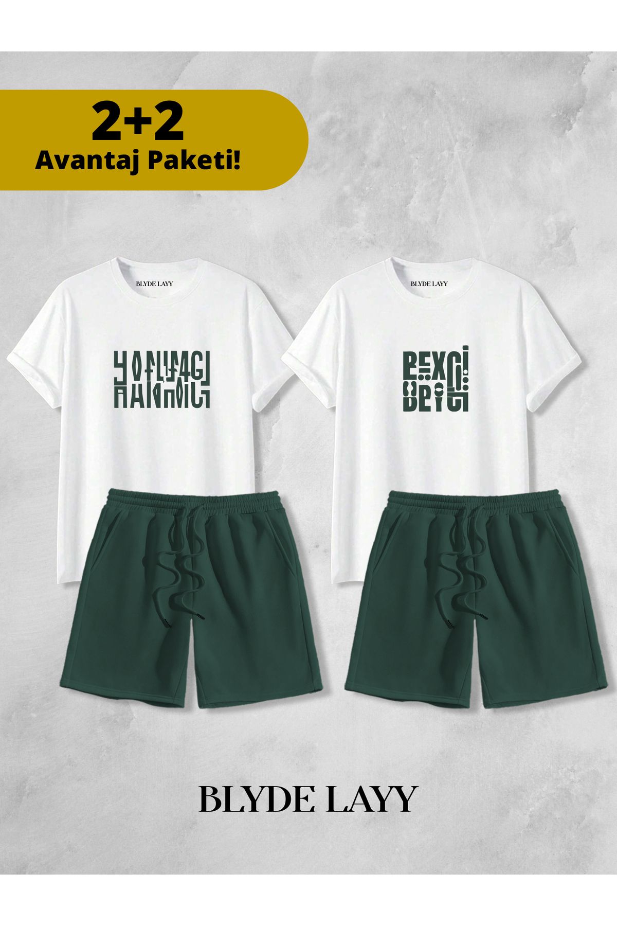 BLYDE LAYY Hanımcı - Beyci Baskılı Unisex 2'li Sevgili Çift Kombini (2 Şort - 2 T-shirt Takımı Avantaj Paketi)