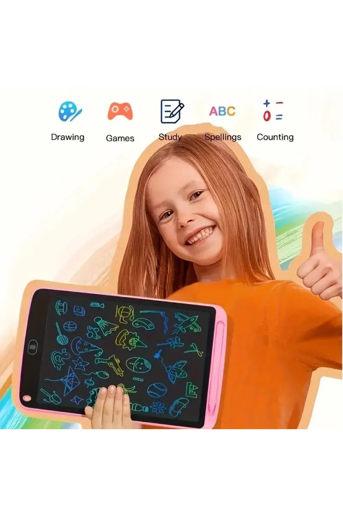 ibico Writing Tablet LCD 8.5'' Yazı Tahtası Dijital Kalemli (Pembe)