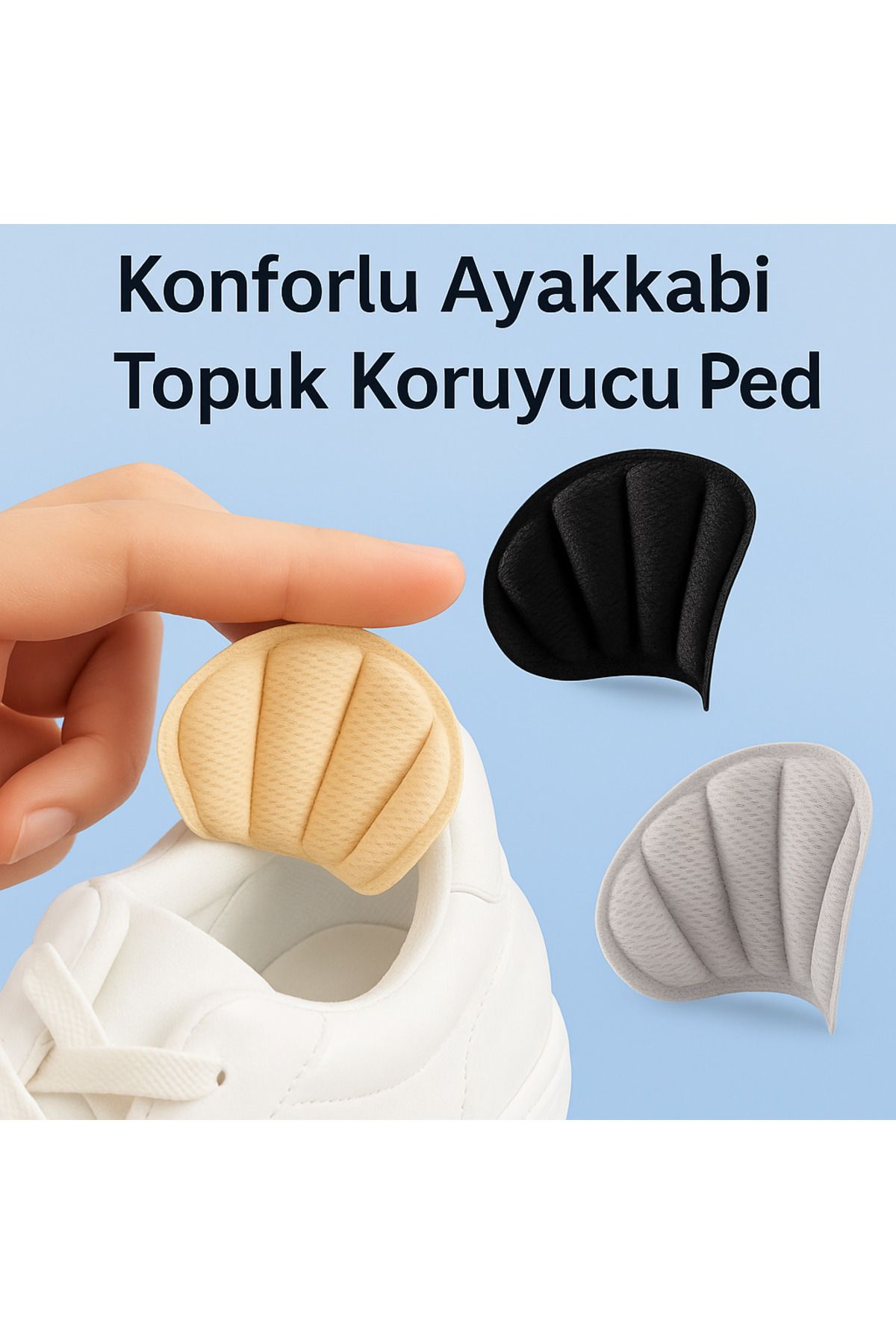 Home (Bej Renk) Konforlu Ayakkabı Topuk Koruyucu Ped (1 Çift) –Yapışkanlı, Nefes Alabilir, Kaymaz