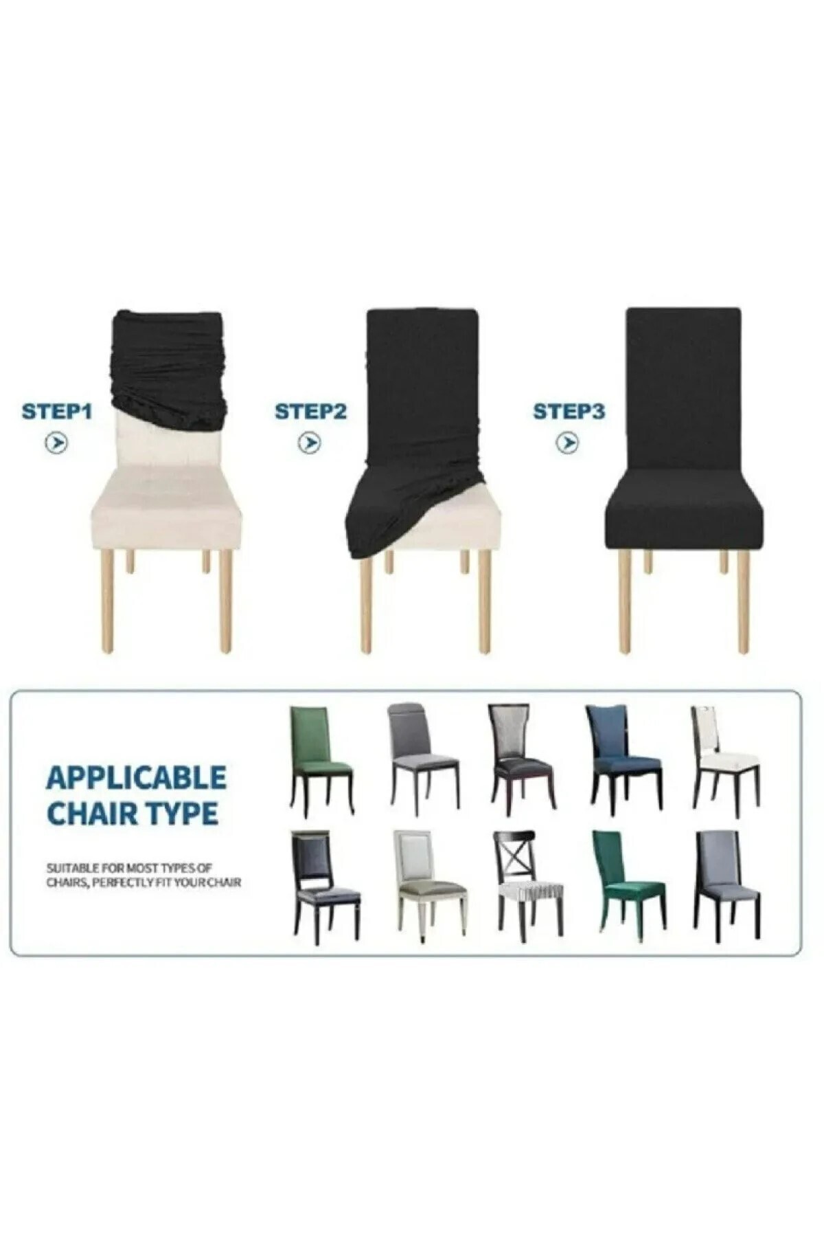probak-- Husă pentru scaun, husă pentru scaun, elastică, lycra, lavabilă 1 husă pentru scaun 3