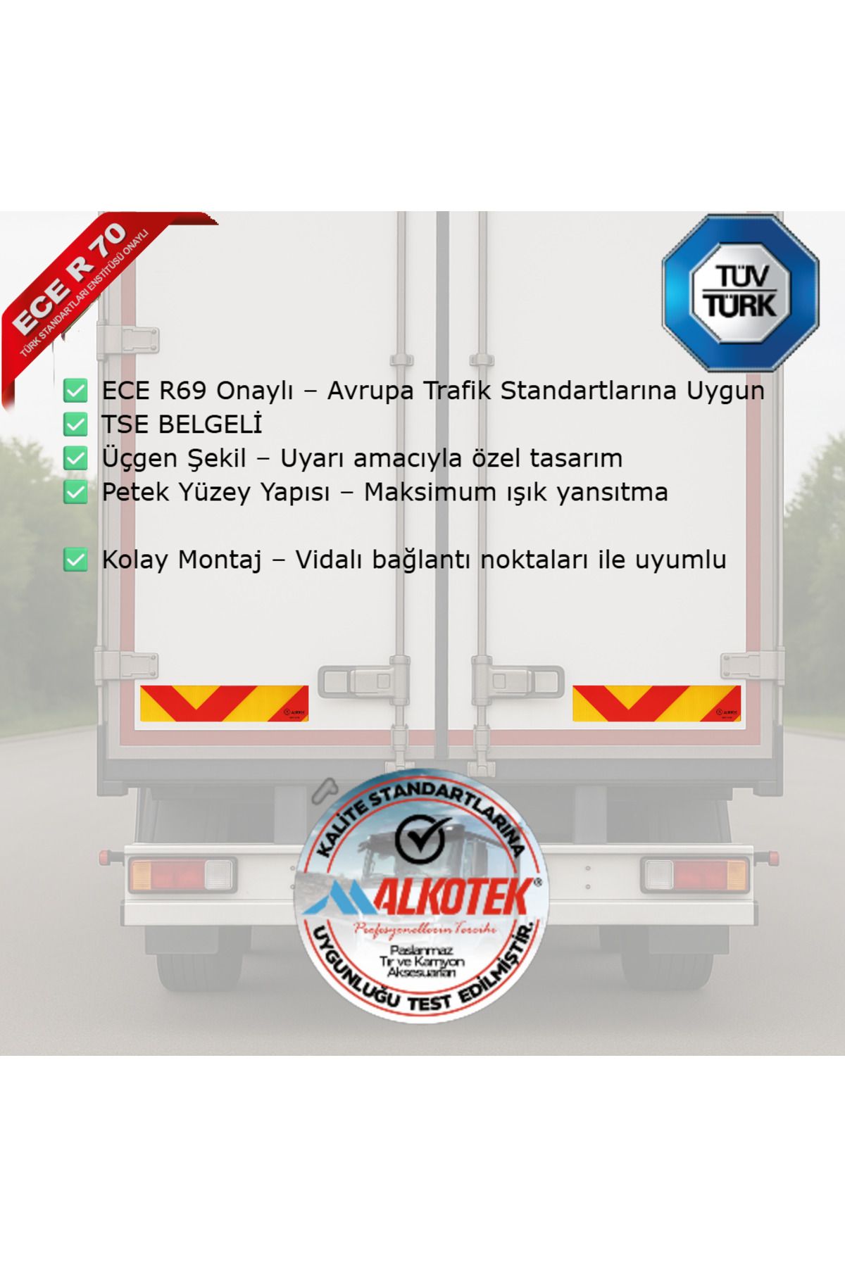 ALKOTEK Kamyon Arka İşaret Reflektörü 2 Adet –ECE R70 Onaylı