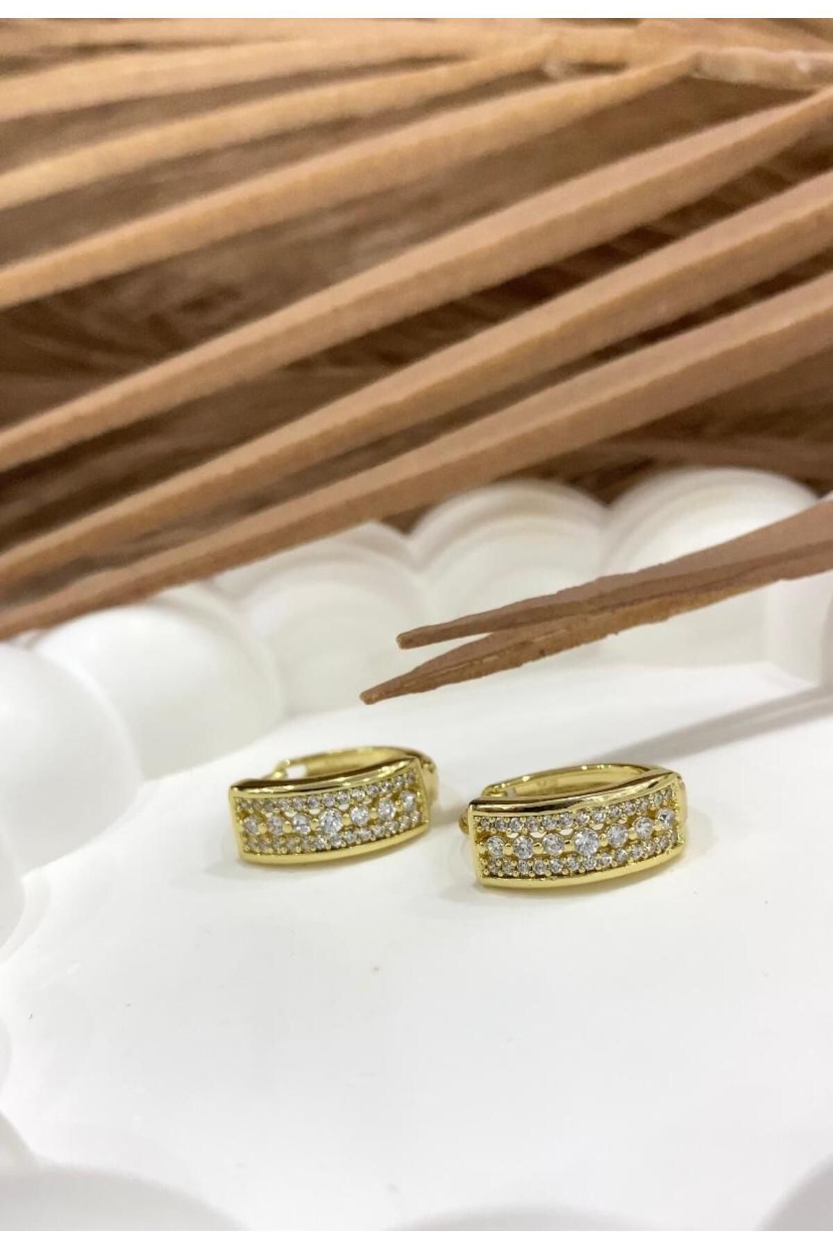 JustGAF Gold Renk (14K) Zirkon Taşlı (XUPING) Küpe
