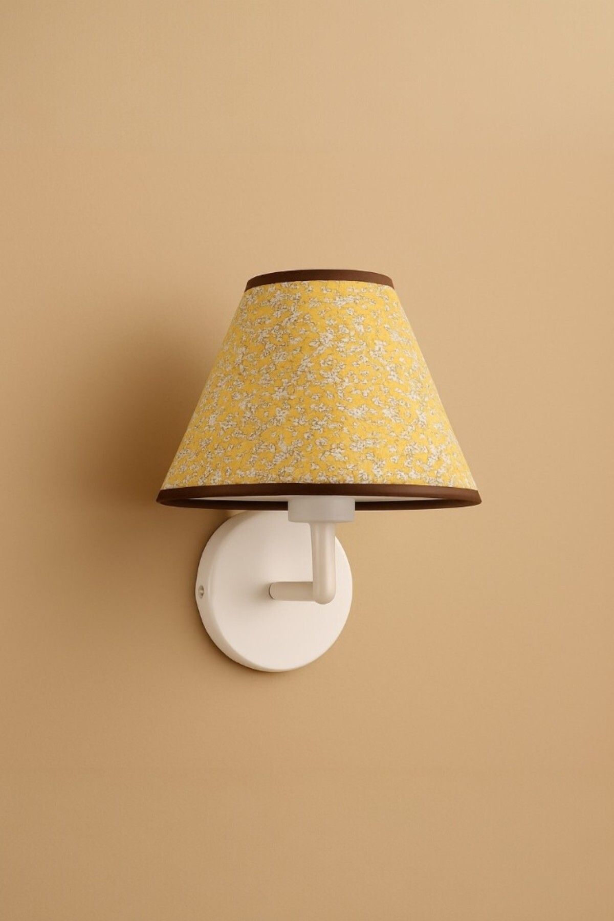 oceanpoint Çiçek Desenli Kumaş Aplik, Bohem Tarz Duvar Lambası, Beyaz Gövde, Yatak Odası, Koridor, Salon, 20 cm