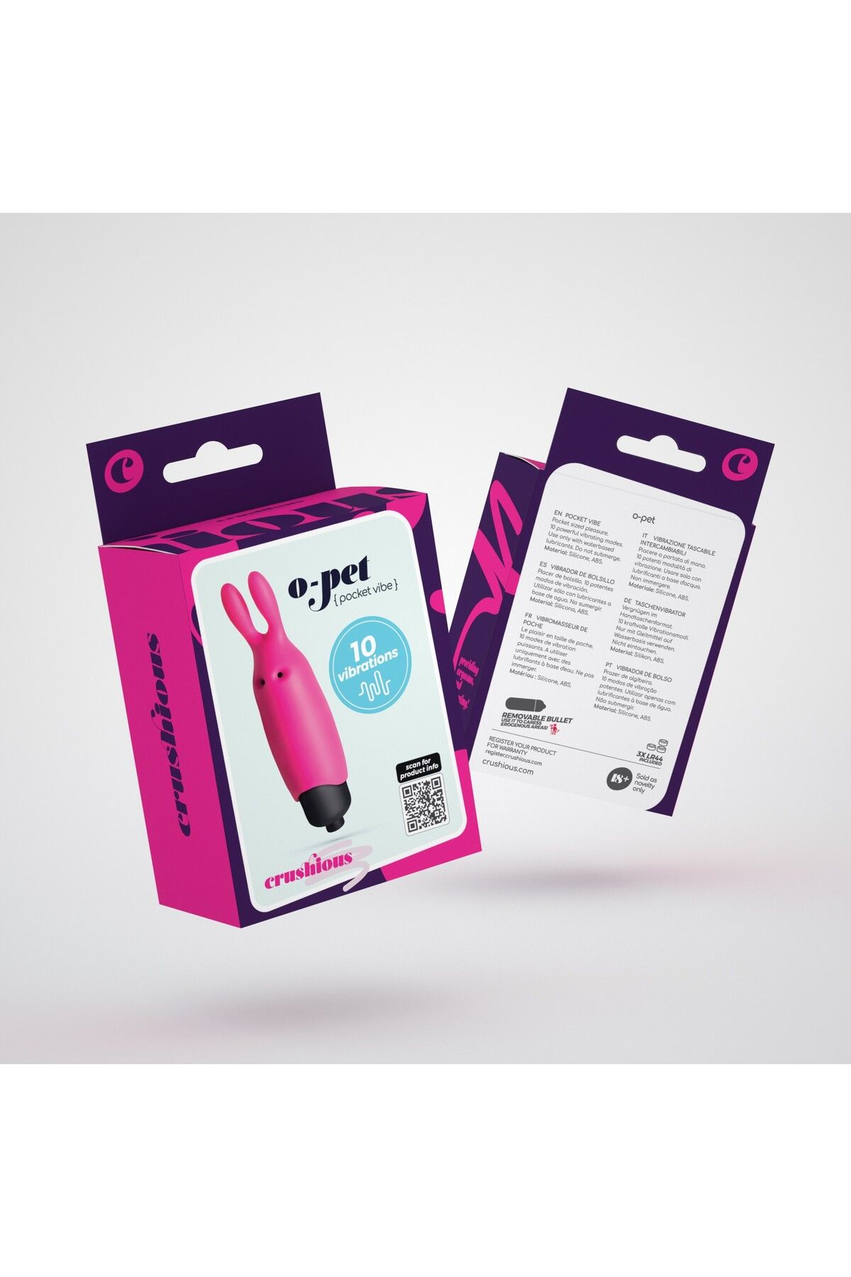 Crushious-Compact Vibrator with 10 Functions, Personalized Pleasure, Crushious O-Pet Rabbit, Pink 7