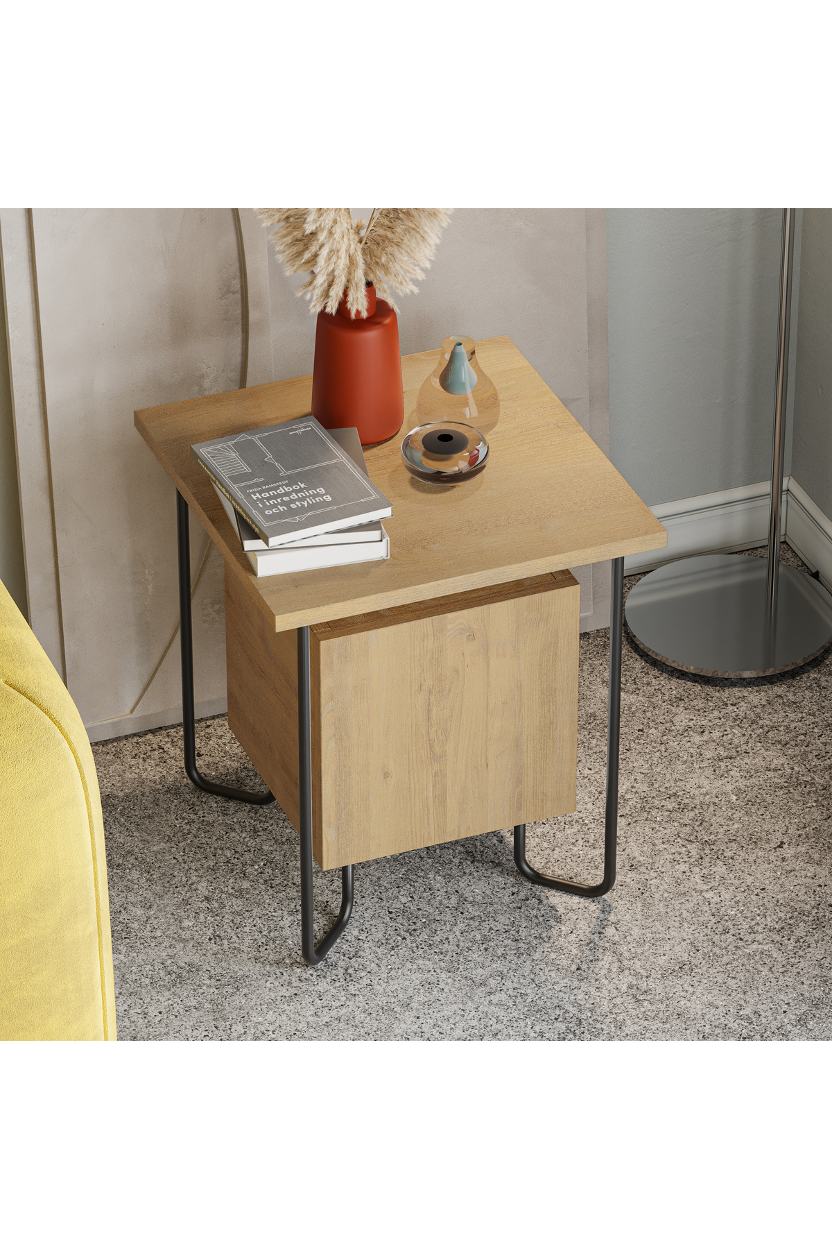 Mourah Home-Acres Nightstand with Metal Legs - Multi-Functional Side Table - Storage for Bedroom & Living Room 2
