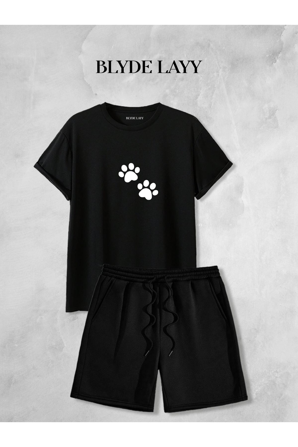 BLYDE LAYY Unisex Pati Tasarım Baskılı Şort-T-shirt Takımı
