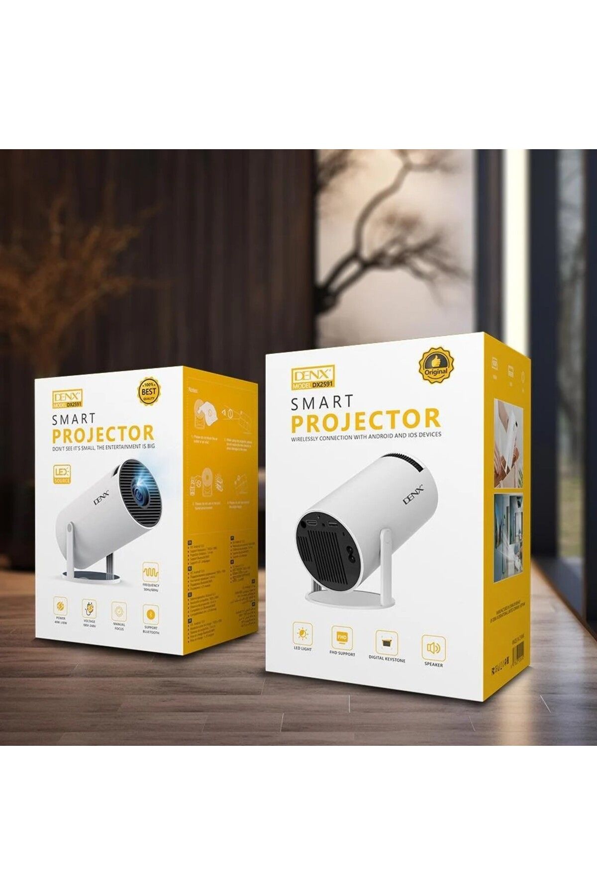 KARAKER-8000 Lumens Portable Mini Projector with Android 12, WiFi, and Bluetooth 4