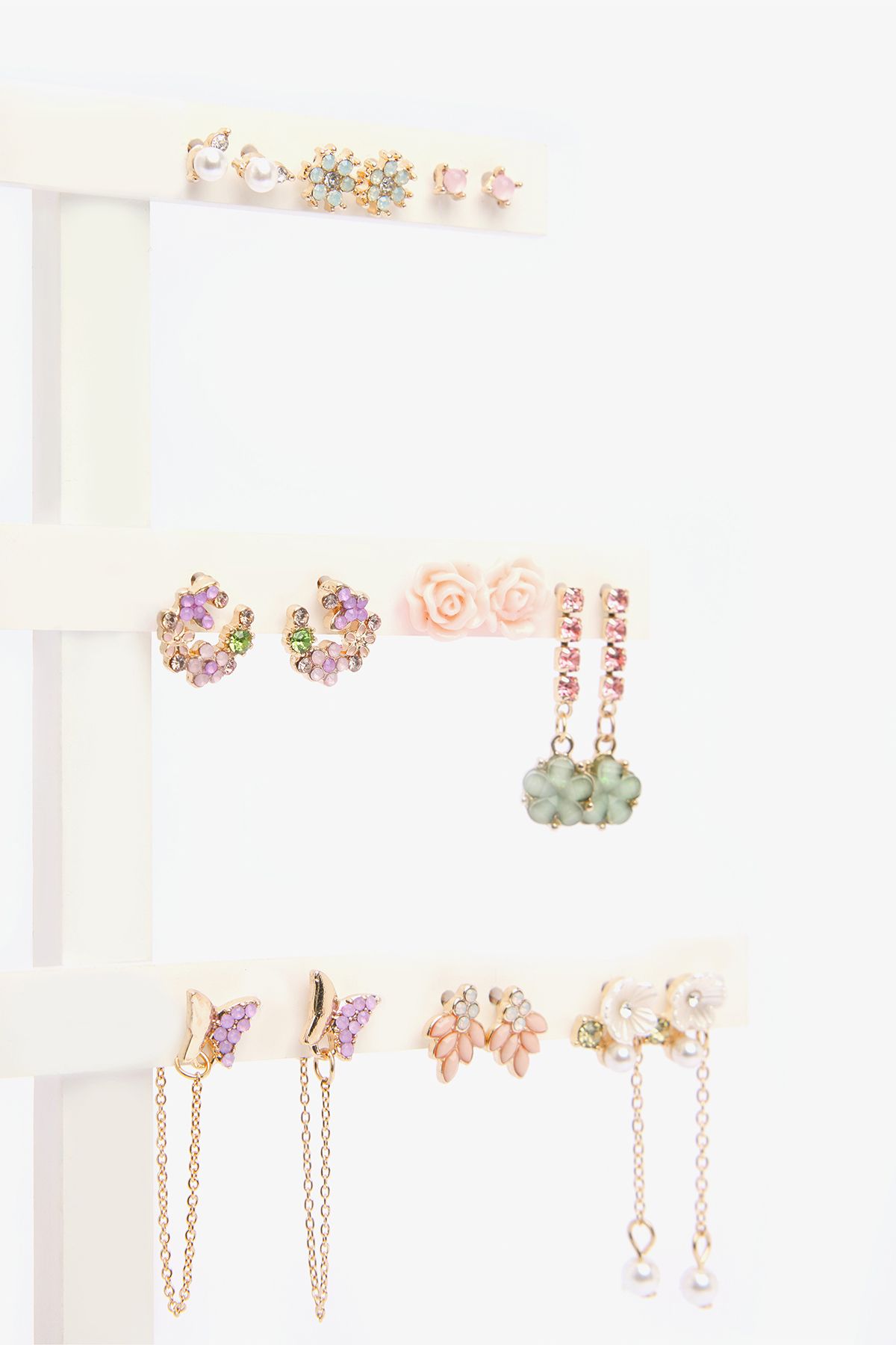 Penti-Blumen Goldfarbenes Ohrring-Set 2