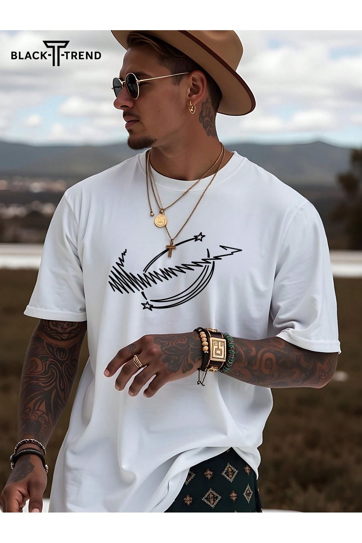 Bengi Clothing Oversize Kesim Kısa Kollu Baskılı T-shirt