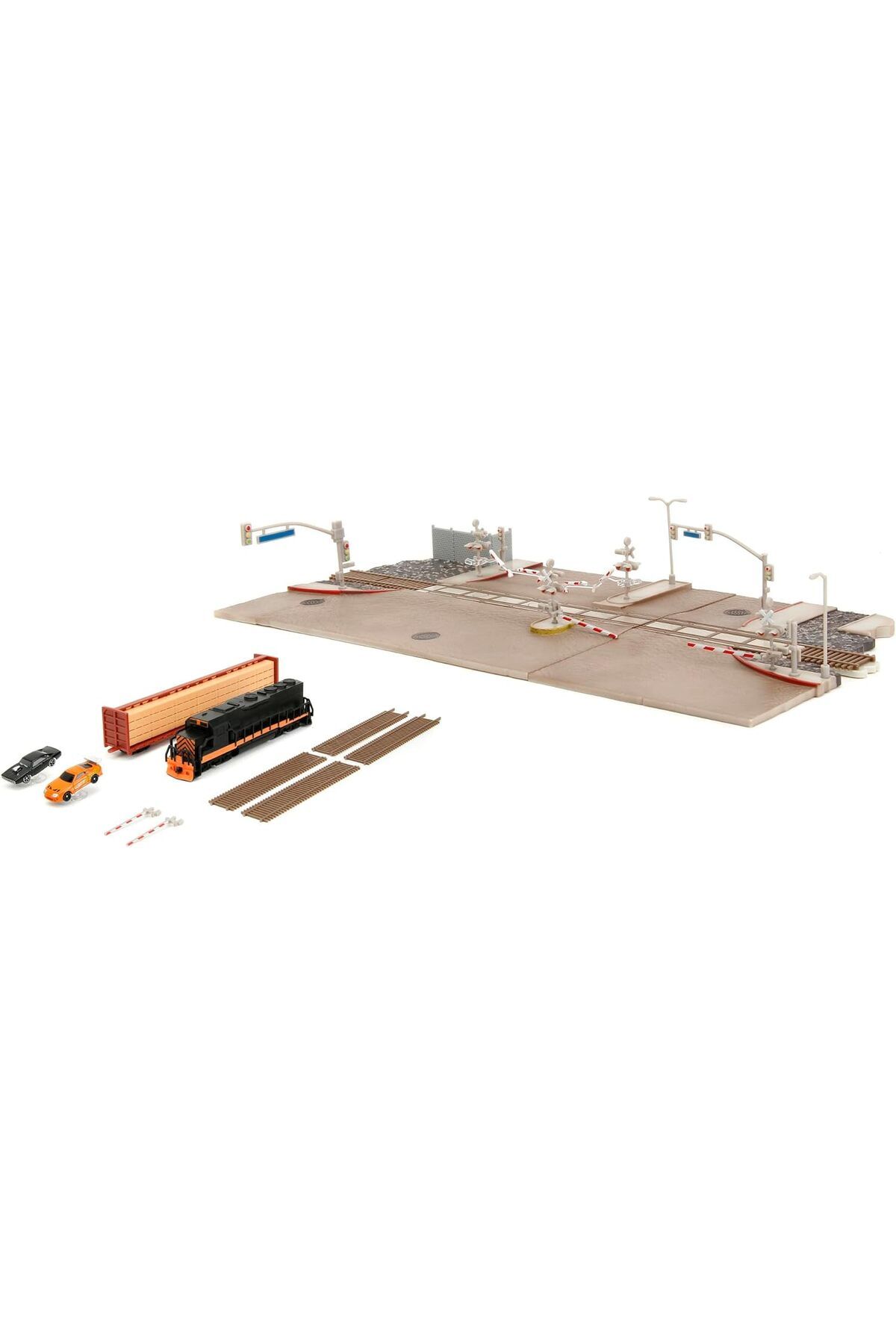 STOREMAX OZN Toys Hızlı ve Öfkeli Tren Sahnesi - Diorama 2 Nano Model Araba (Dodge Charger ve Toyota Supra