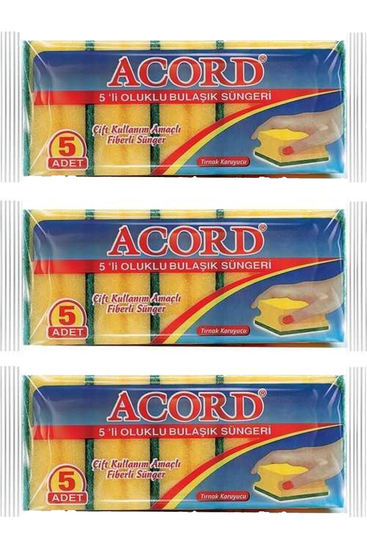 Acord Bulaşık Süngeri Oluklu Pk : 5 Adet (3 paket)