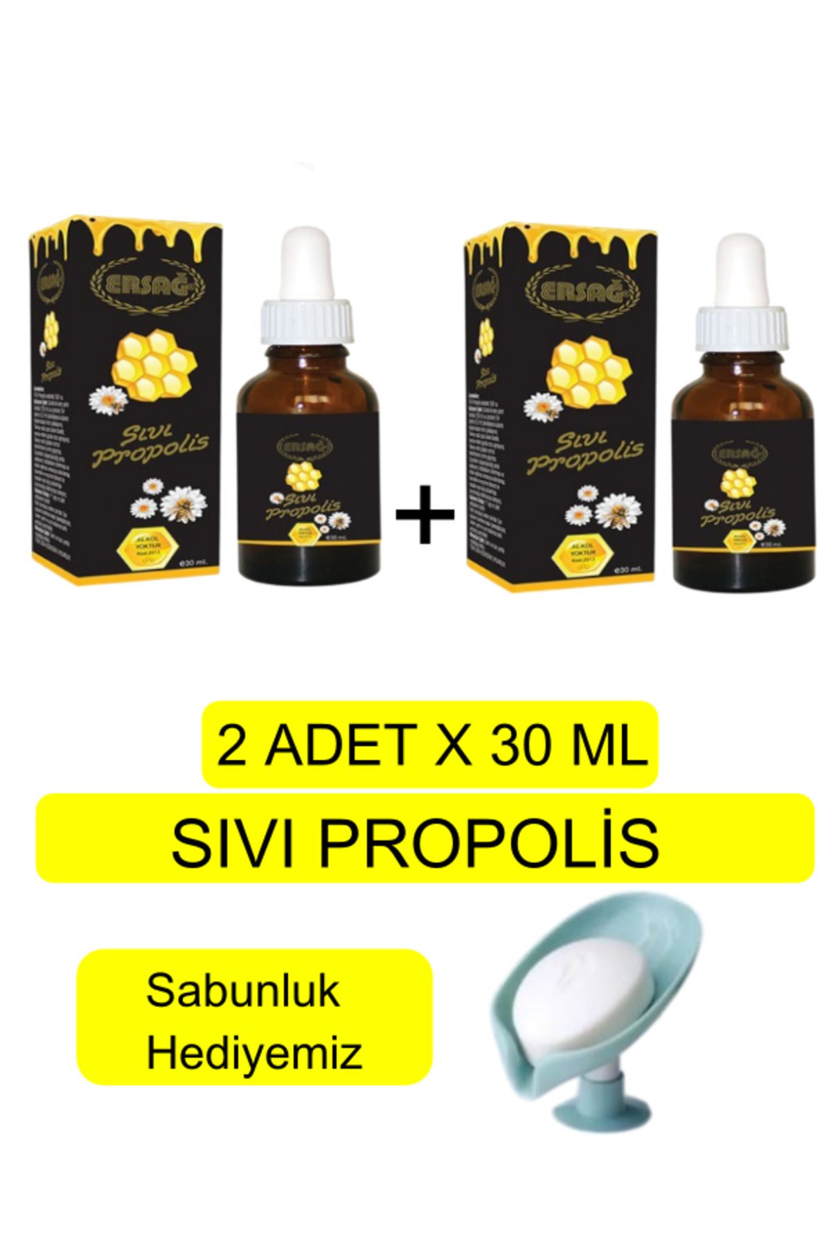Ersağ Sıvı Propolis (2ADET)300ml Takviye Edici Gıda - Sabunluk Hediyemiz 2013-57