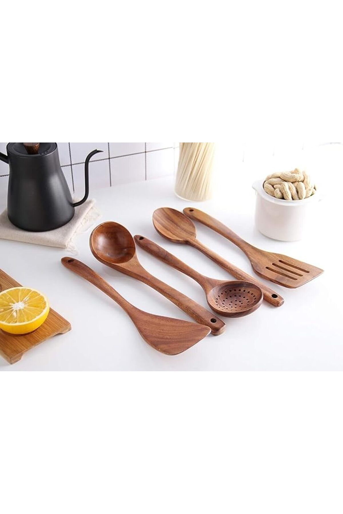 Kitchen-ملاعق طبخ خشب 5 قطع خشب الاكاسيا 4