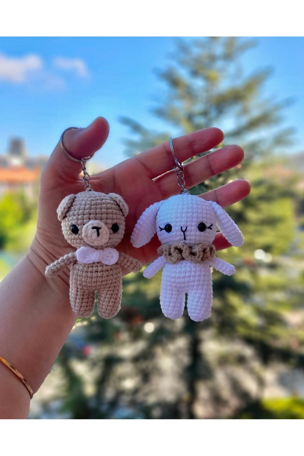 Zey's Amigurumi Amigurumi Ayı ve Tavşan Anahtarlık 2Li