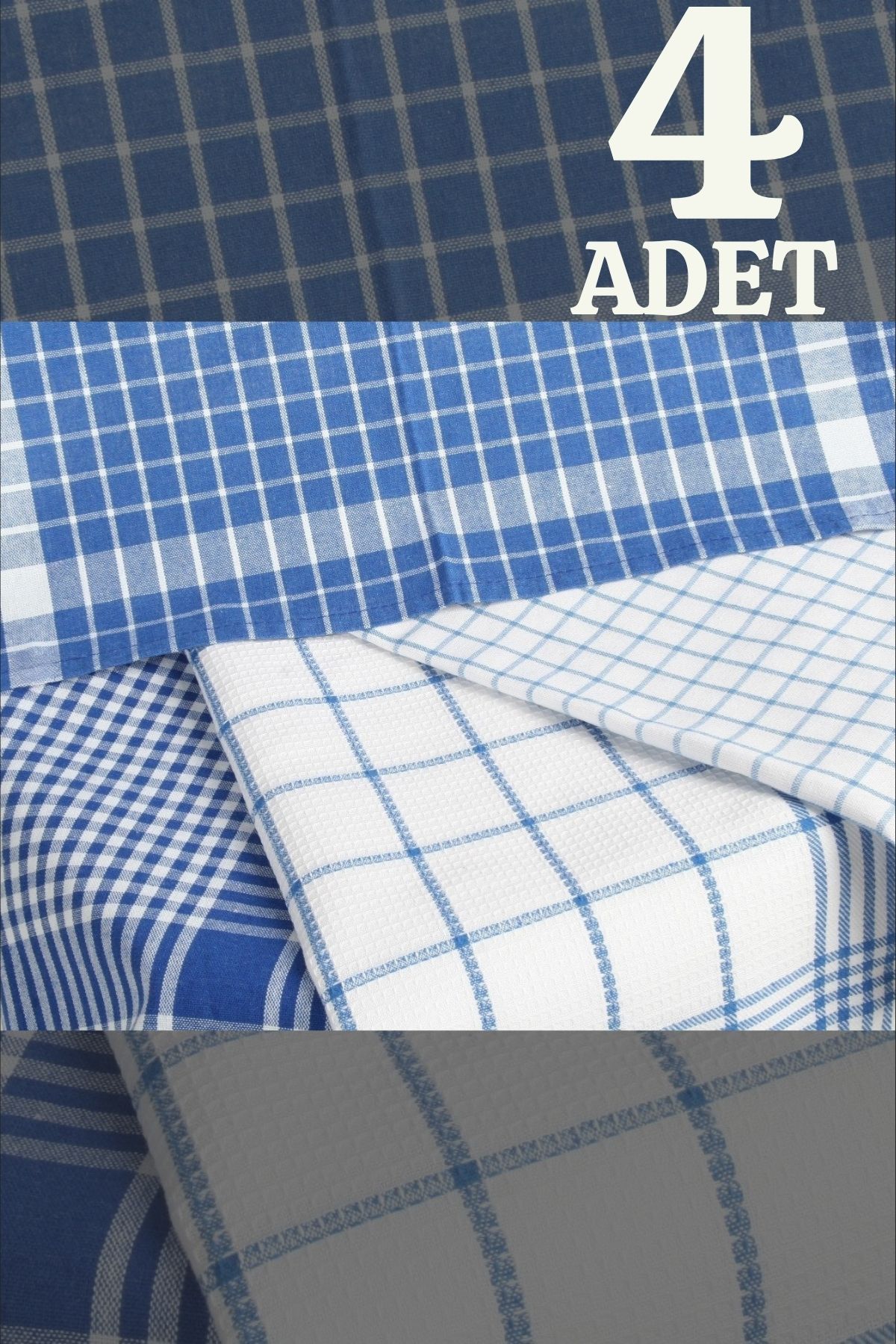 İKBAL TEXTILE Hayat 4'lü Mutfak Kurulama Bezi Seti (%100 Pamuk)