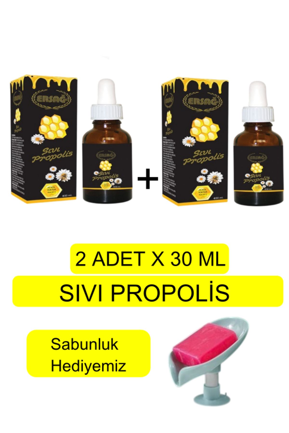 Ersağ Ersağ Sıvı Propolis (2adet)300ML Takviye Edici Gıda - Sabunluk Hediyemiz 2013-55