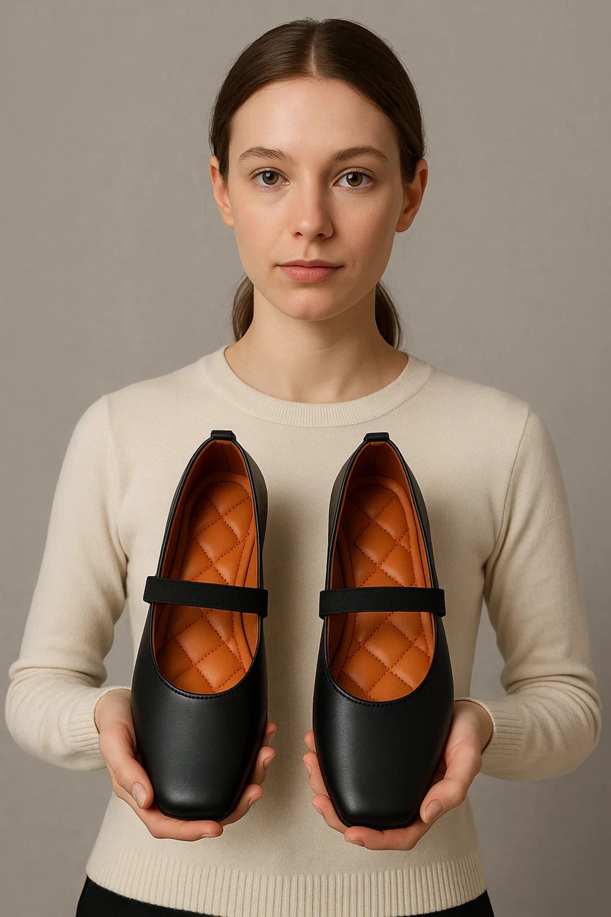 FootFrenzy Kadın Lastikli Günlük Babet Ayakkabı Rahat Taban Comfort Model