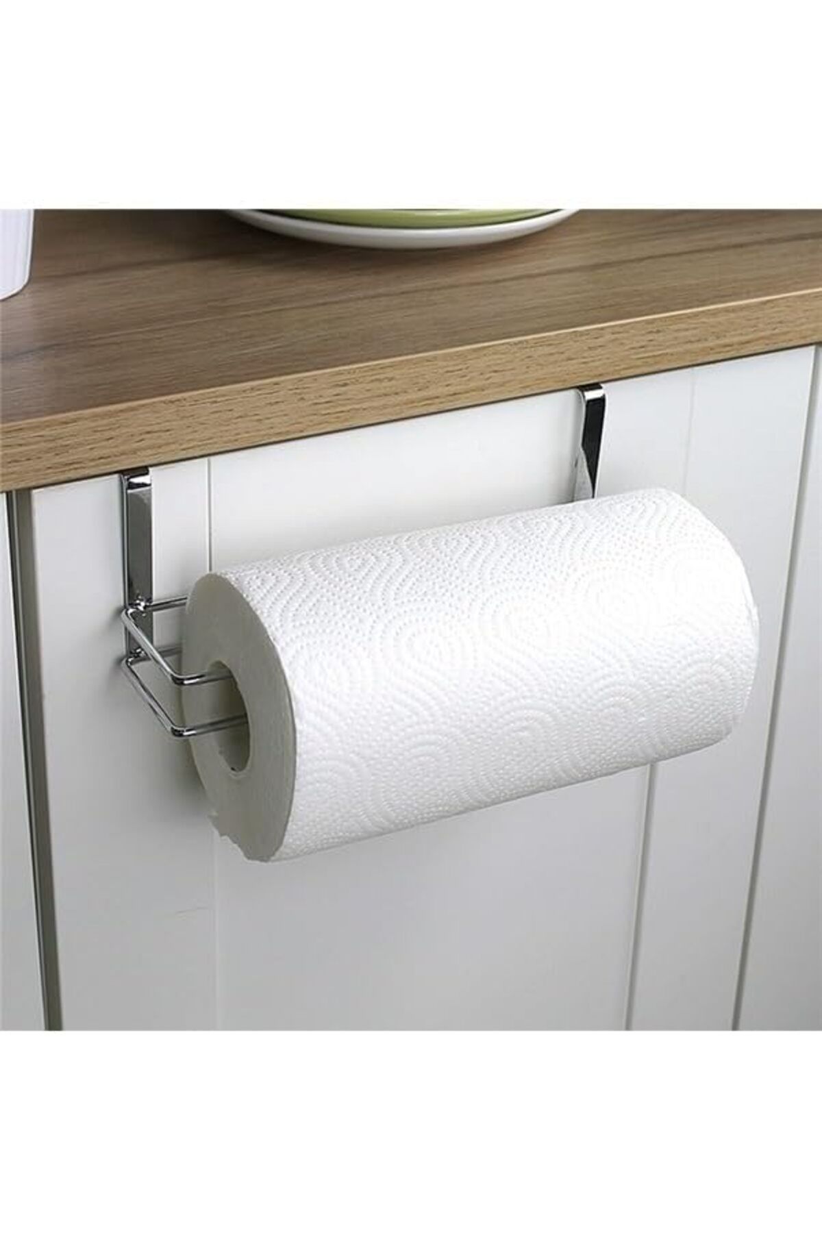 LUXE Dolap Kapağı Kağıt Havlu Askısı, Krom Askılı Kağıt Havluluk, Krom Banyo ve Mutfak Havlusu