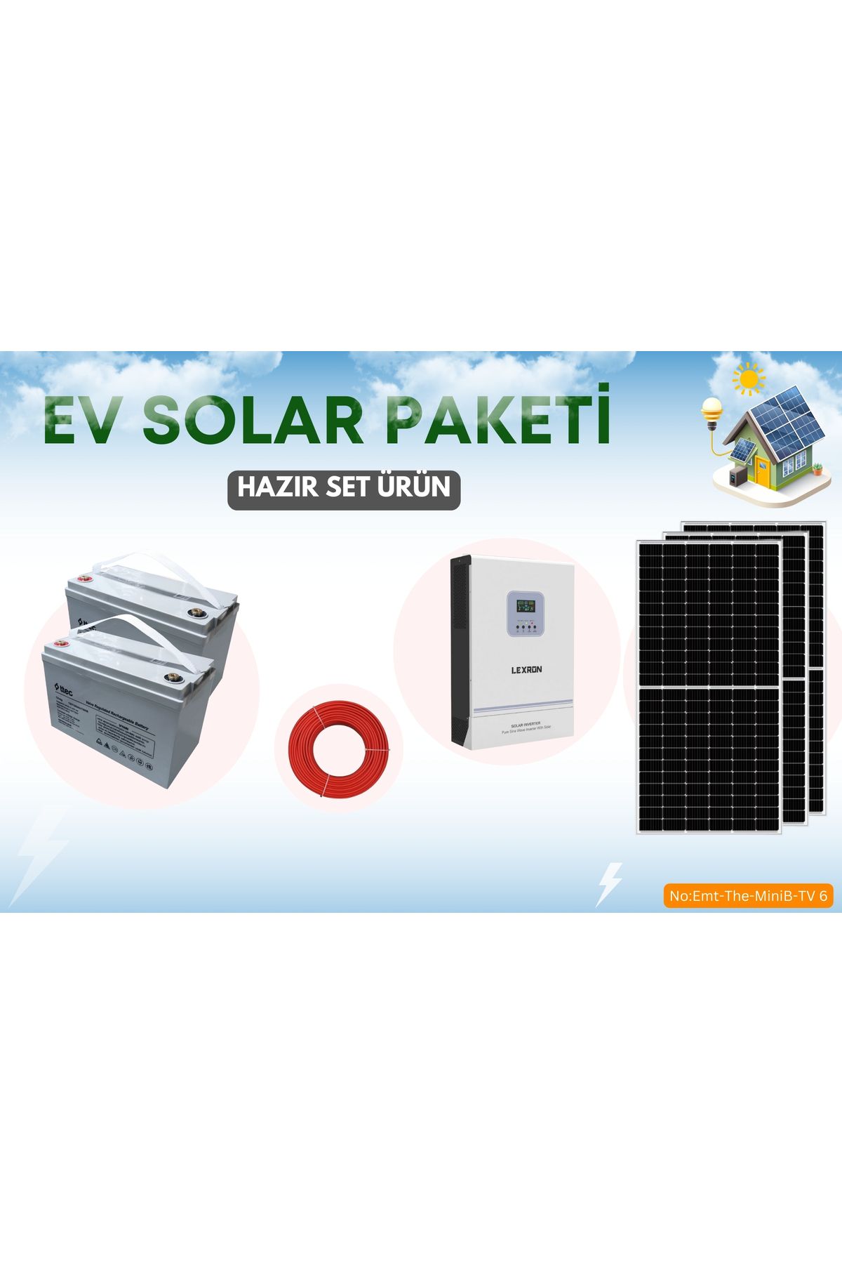 TNL 2.4kW SOLAR GÜNEŞ ENERJİ PAKETİ BAĞ BAHÇE DAĞ EVİ HOBİ EVLERİ KARAVAN