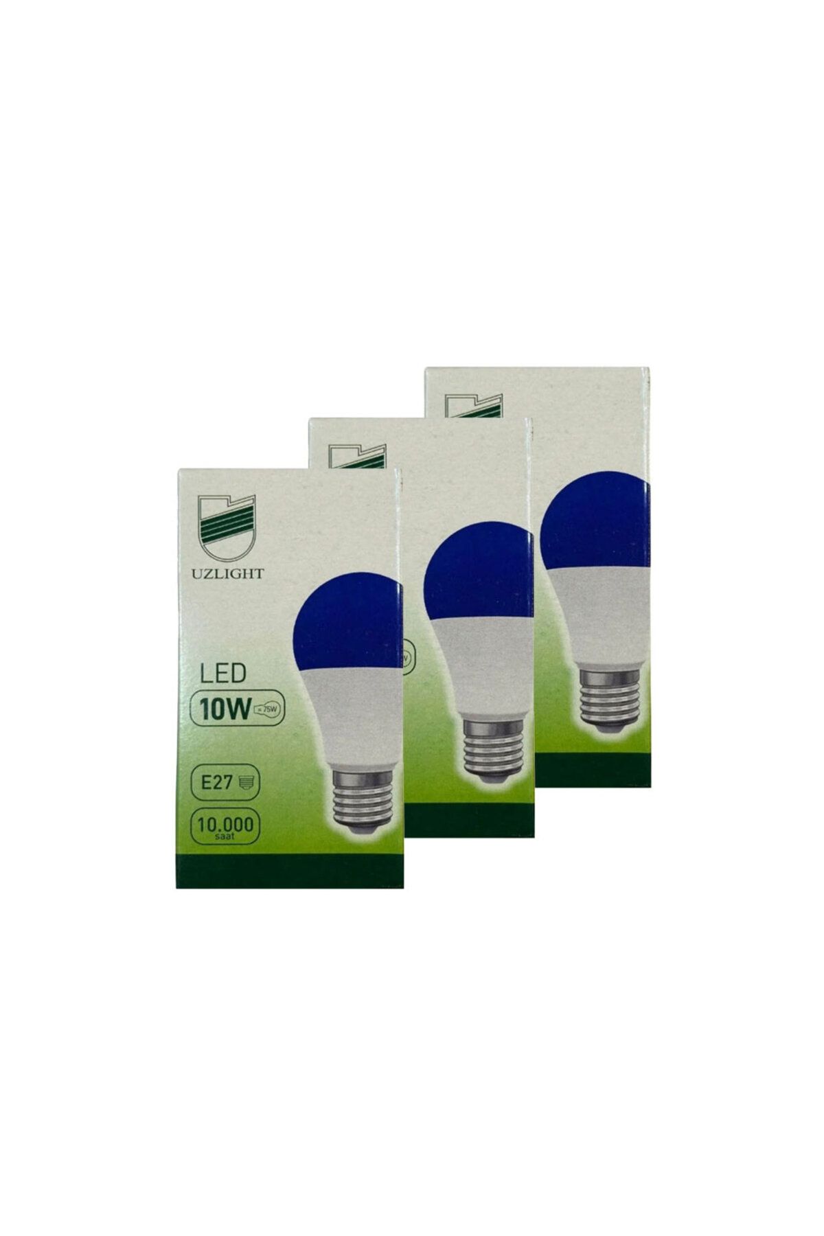 Uzlight 10 Watt Tasarruflu Led Ampul E27 Mavi 3 Adet