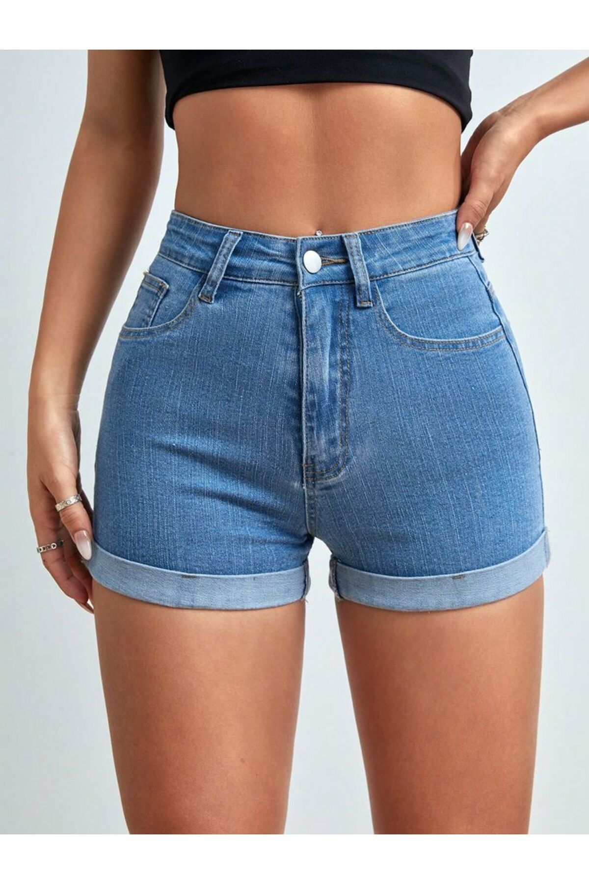 miss fasion Kıvrık denim şort