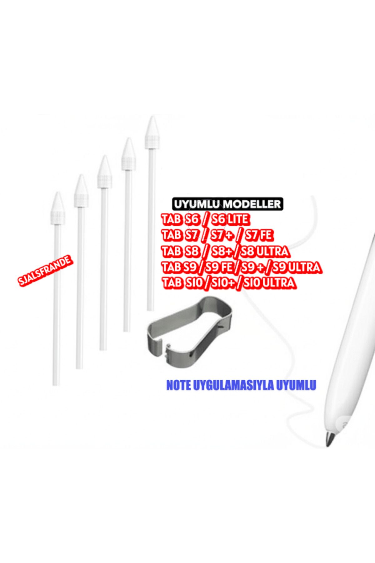 Sjalsfrande Samsung Ile Uyumlu S Pen Uçları - Galaxy Tab S Serisi (lite,fe,ultra ) S6, S7, S8, S9, S10 (5 ADET)