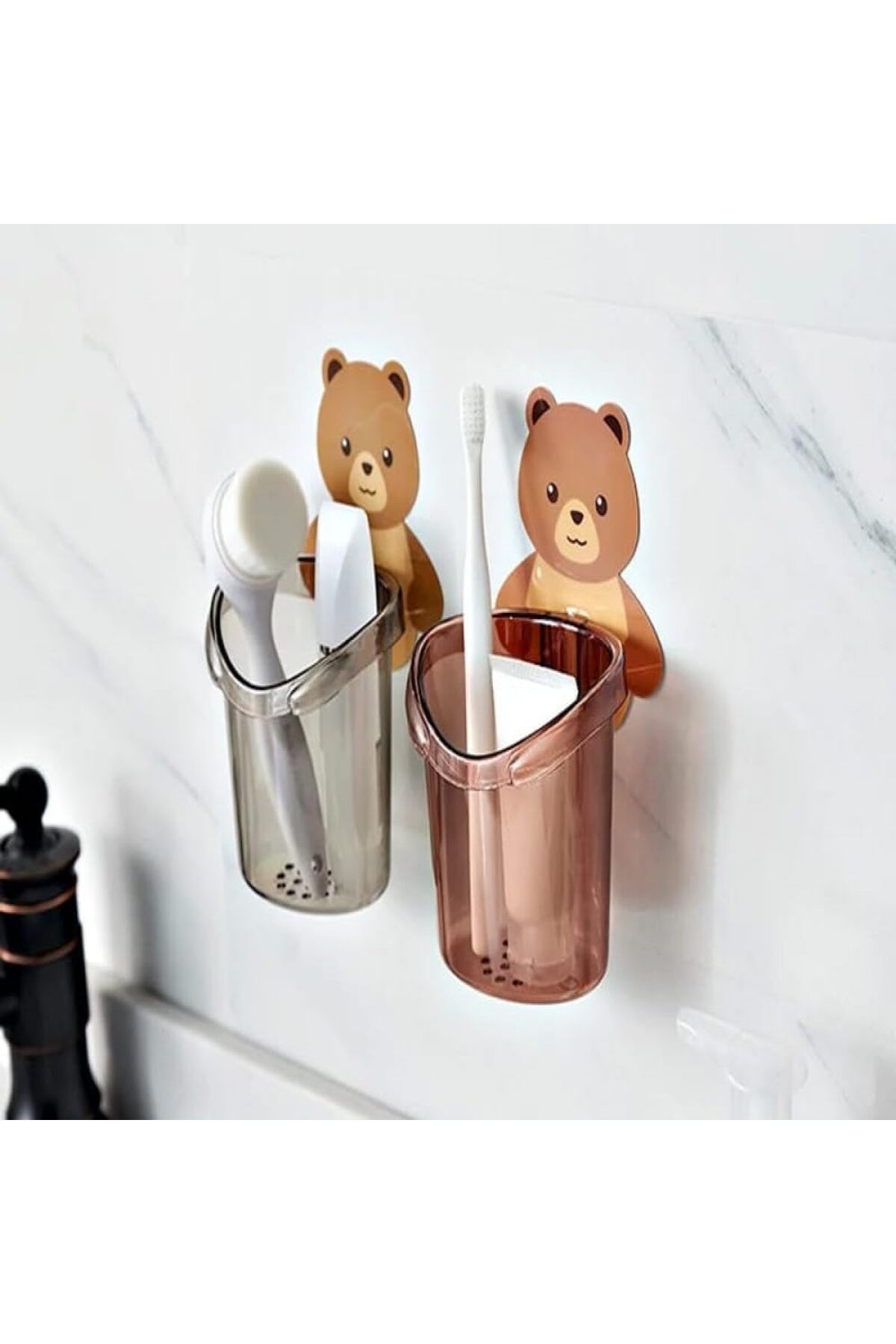 LUXE Ayıcık Diş Fırçası fincanı Tutucu Diş Macunu Depolama rafı Standı Kendinden Yapışkanlı