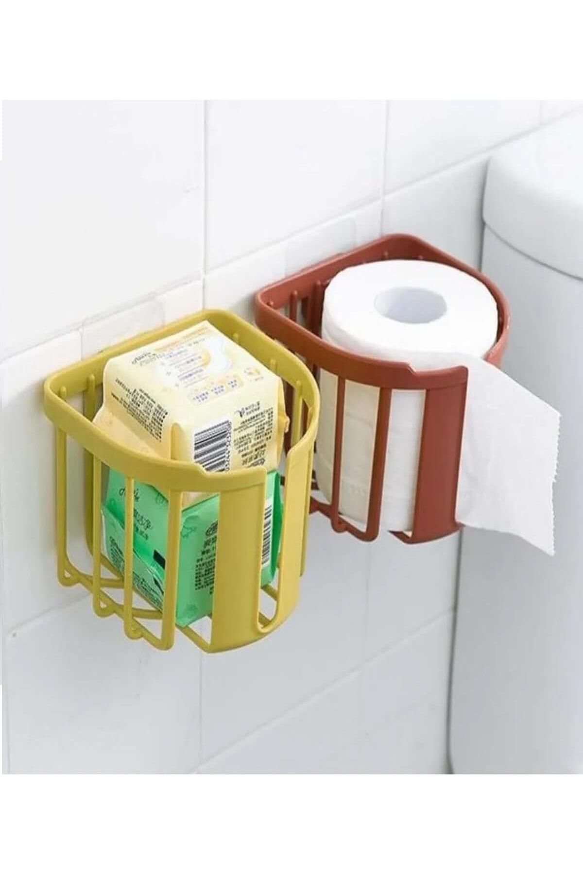 LUXE WC Kağıdı İçin Pratik Kolay Monte Edilebilen Yapışkanlı Çok Fonksiyonlu Beyaz Banyo Organi