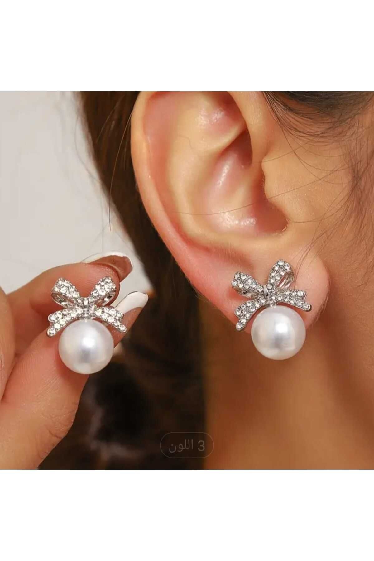Ivory Pearl cam incili zirkon taşlı gümüş fyonk küpe