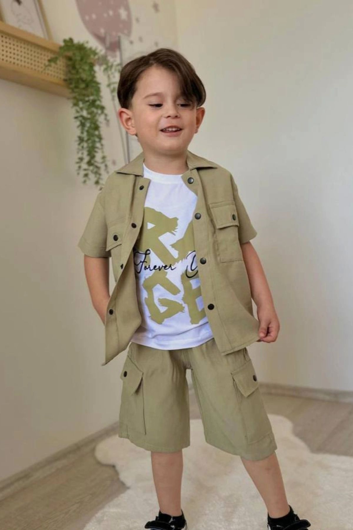 Kidmark Çocuk Modası Erkek Çocuk Kargo Cepli 3'lü Yazlık Takım